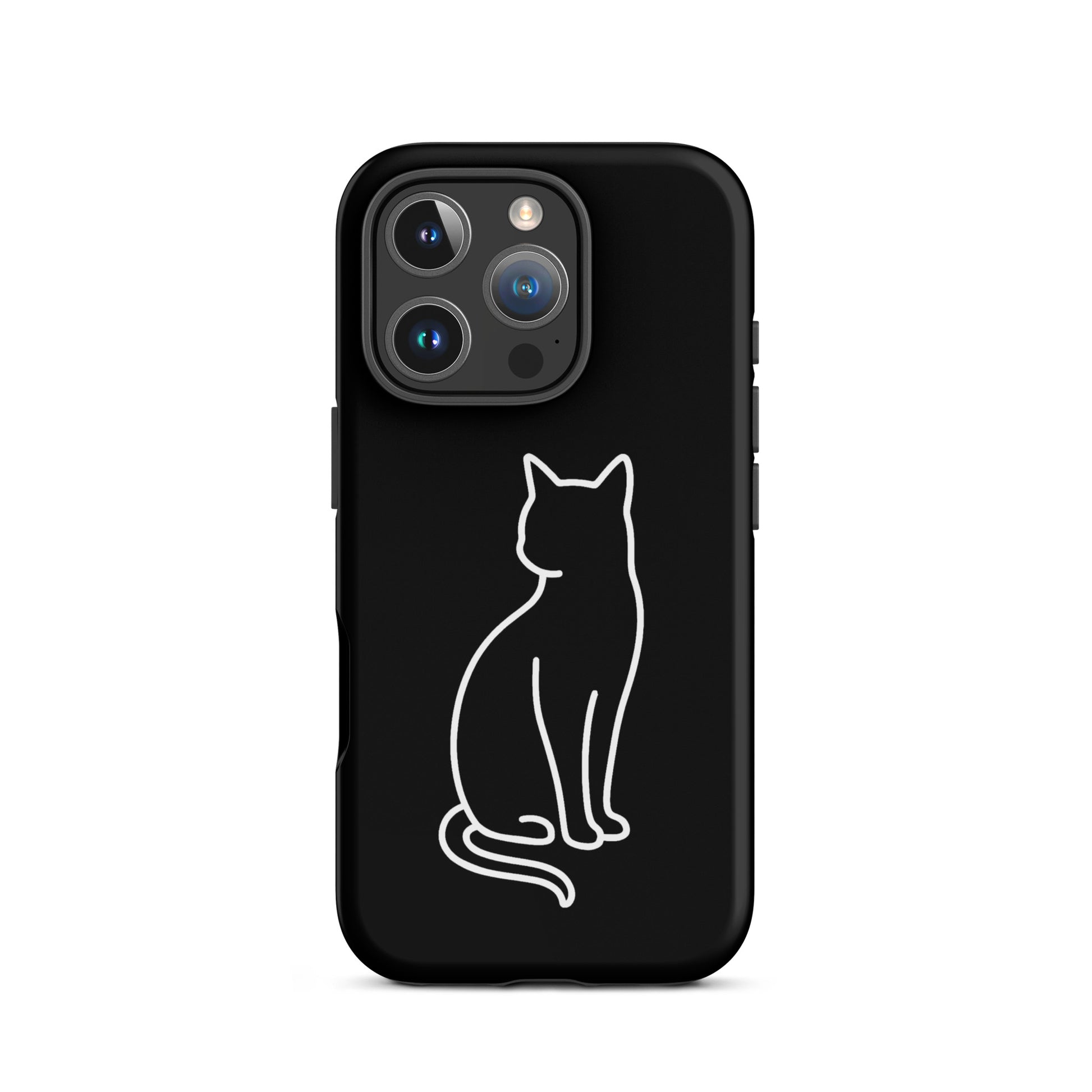 Phone Case featuring minimalist sitting cat design for modern pet lovers, providing stylish protection for iPhone.