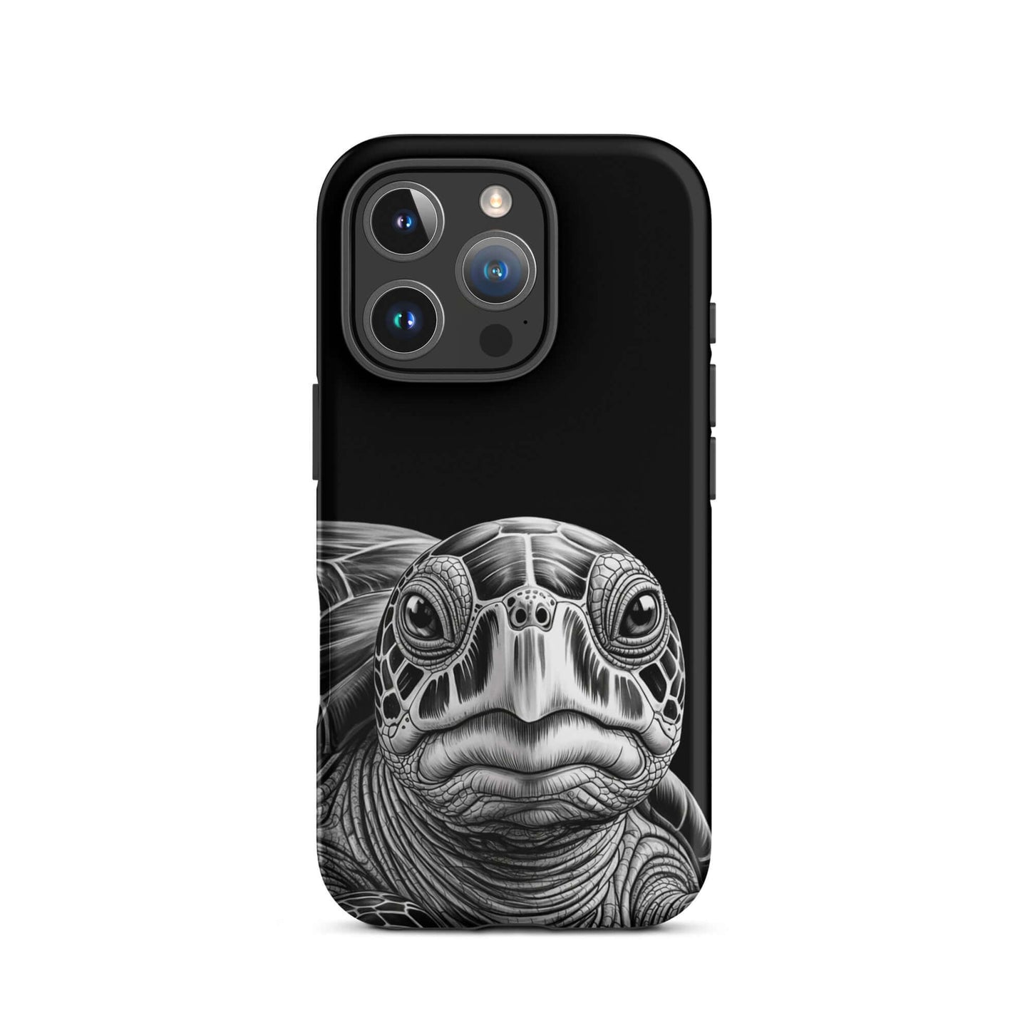 Phone Case for iPhone with ancient sea turtle art design, featuring realistic black-and-white sketch for stylish protection.