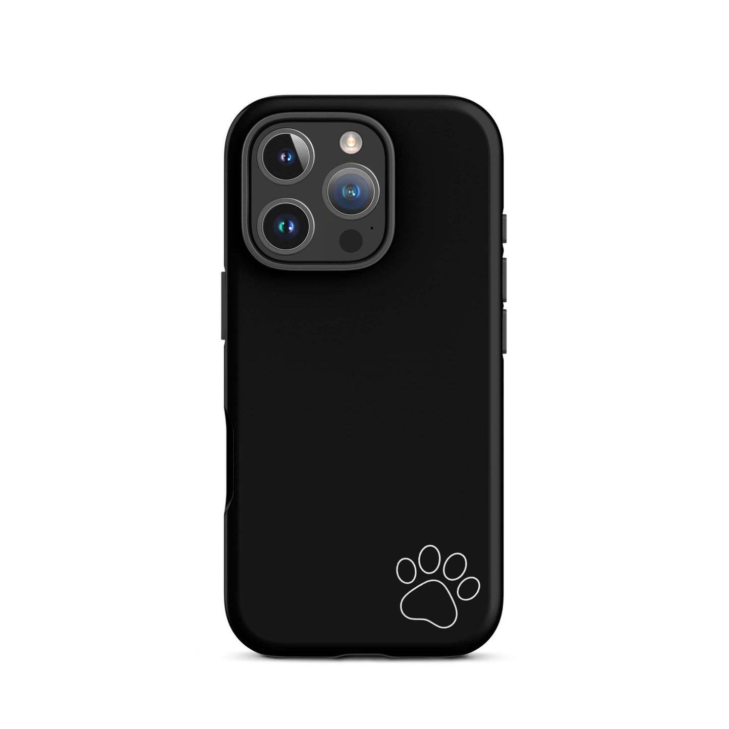 Phone Case for iPhone with paw print design, black minimalist tough case for pet lovers.