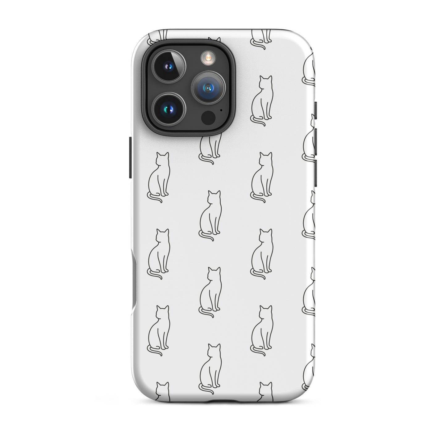 Phone Case for iPhone with minimalist sitting cat pattern, perfect for feline fans.