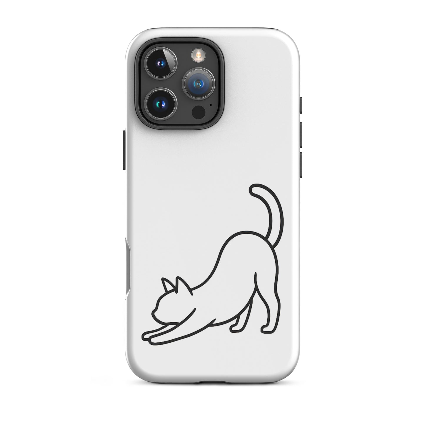 Phone Case featuring a minimalist stretching cat design and dual-layer protection for impact resistance.