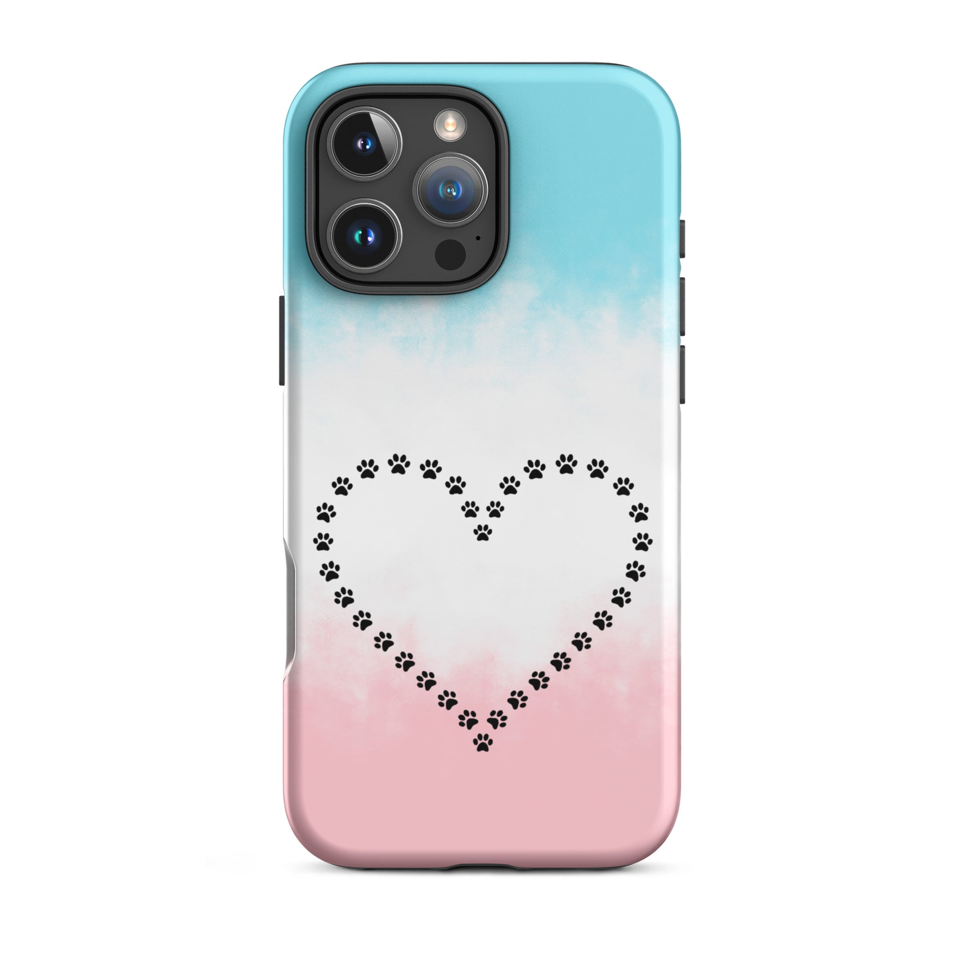 Phone Case for iPhone featuring a heart design made of paw prints, perfect for pet lovers.