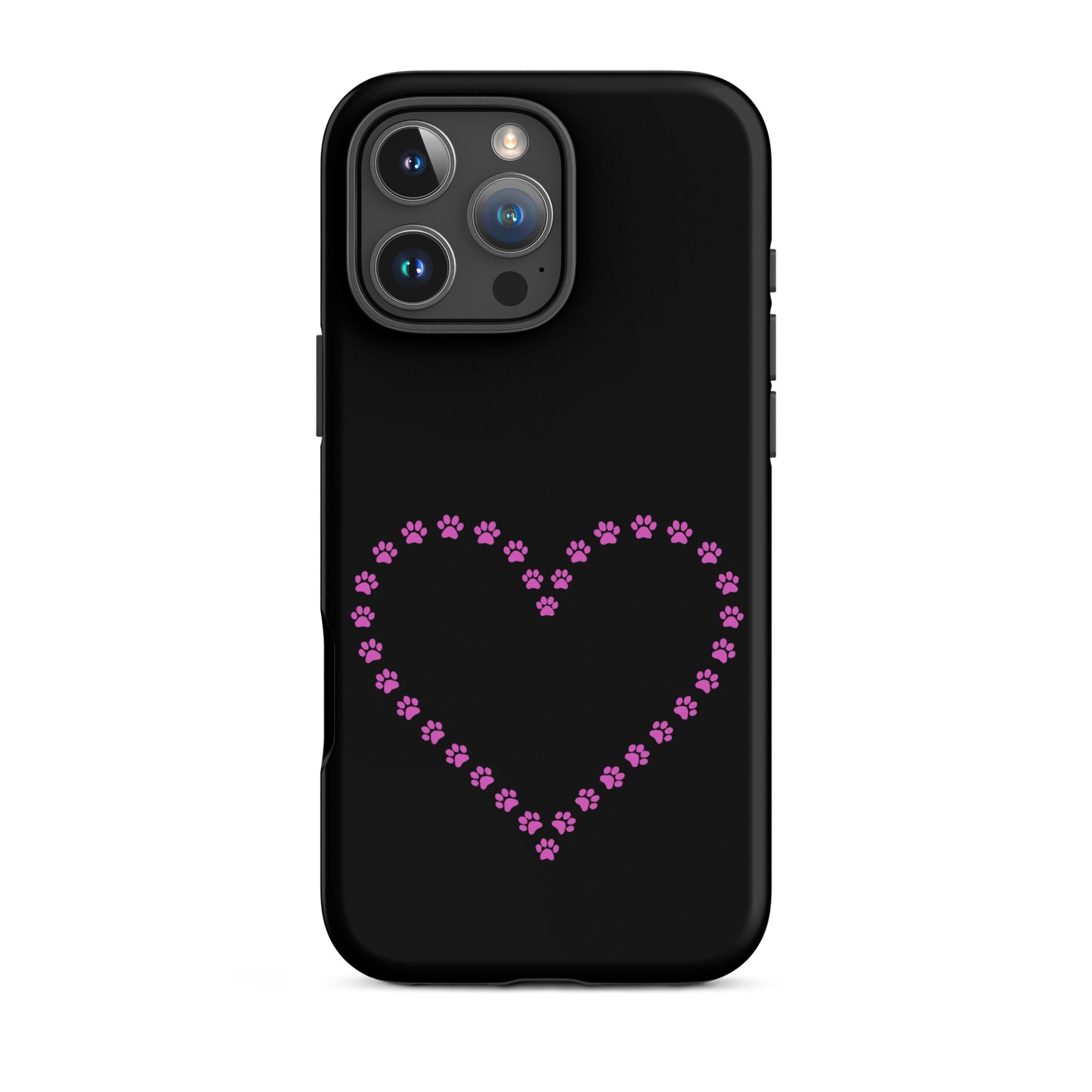 Phone Case for iPhone with cute pink paw print heart design for pet lovers