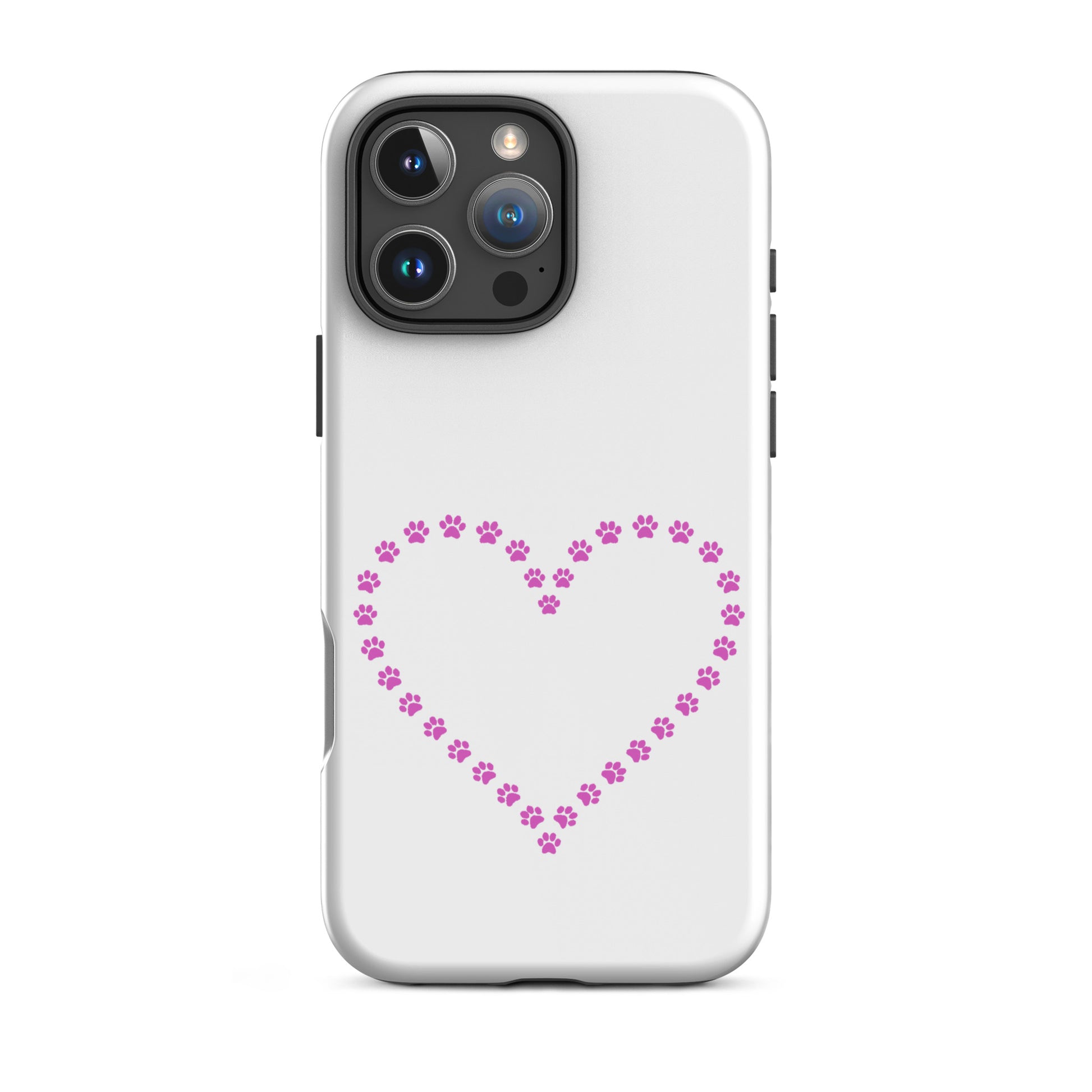 Phone Case for iPhone featuring a cute pink paw print heart design for pet lovers.