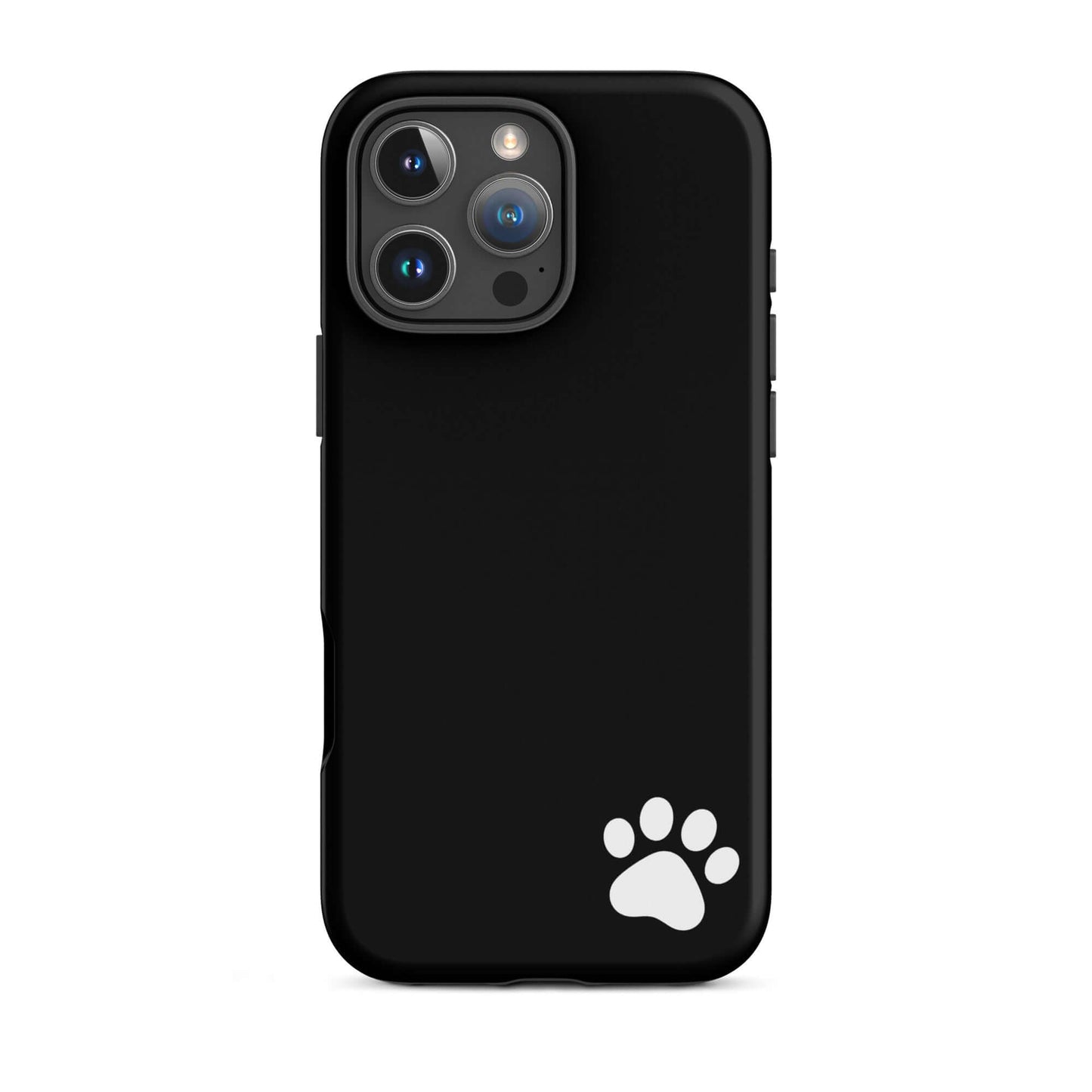 Phone Case with black design featuring a white paw print in the lower corner, perfect for iPhone users seeking minimalist style.