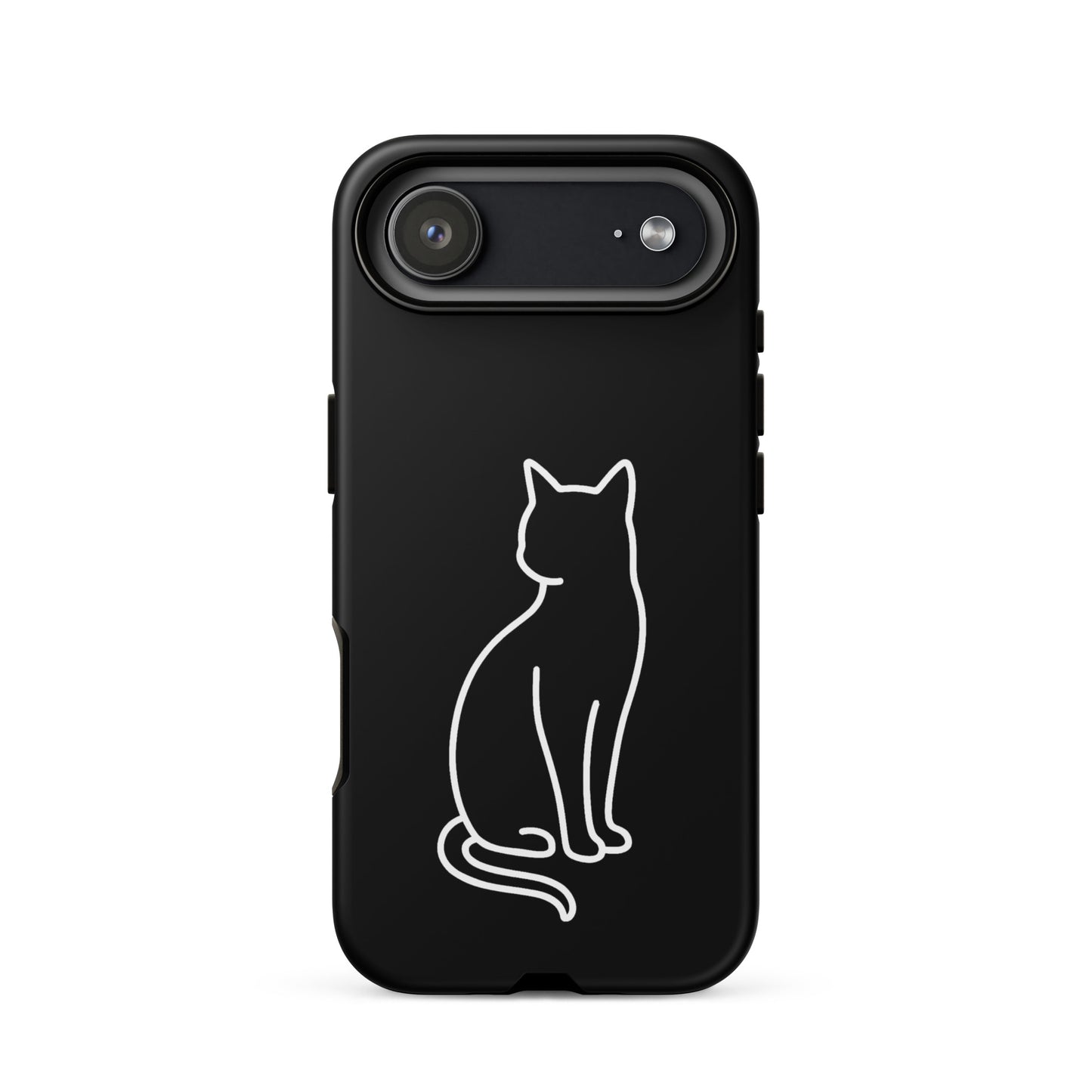 Phone Case for iPhone featuring a minimalist outline of a sitting cat, perfect for modern pet lovers.