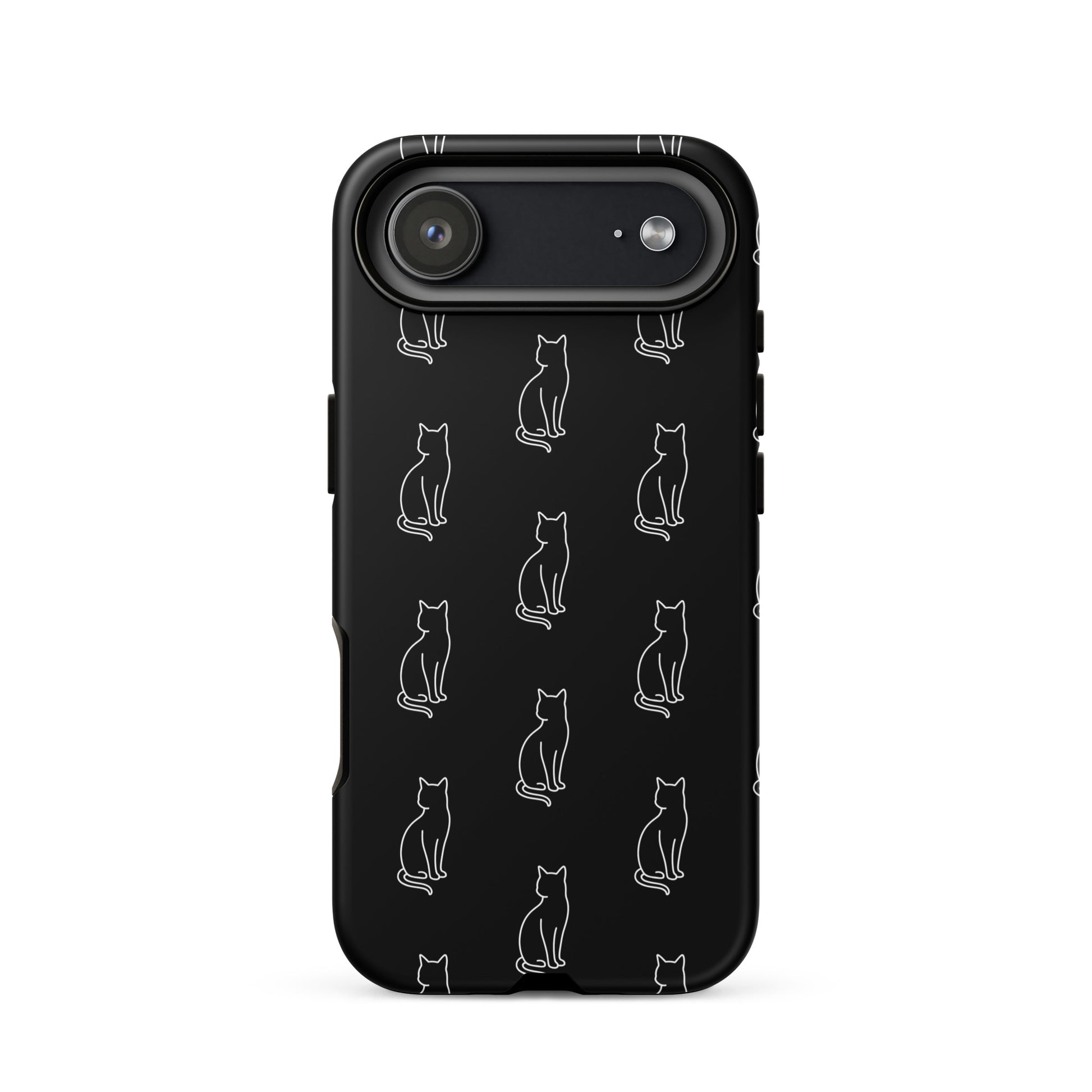 Phone Case featuring a minimalist pattern of sitting cats, perfect for feline fans and stylish phone protection.