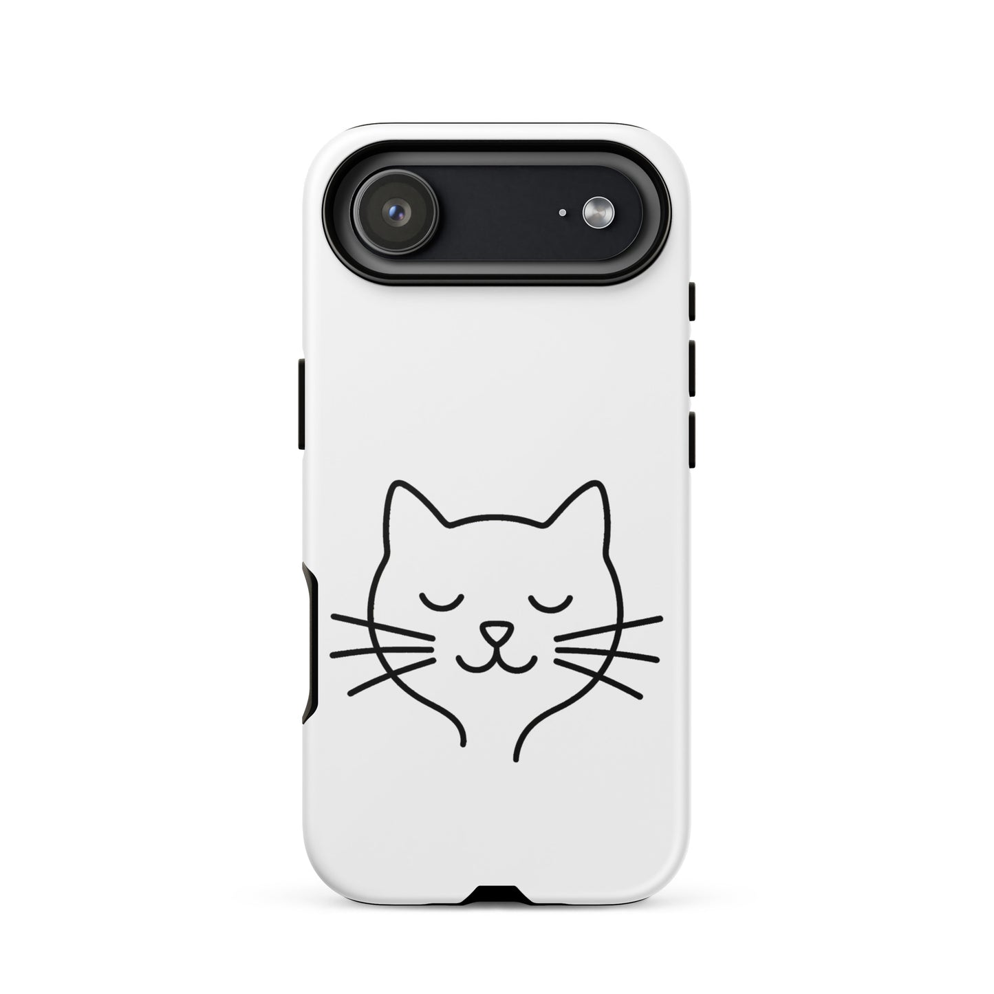 Phone Case for iPhone featuring cute minimalist cat line art design on a white background.