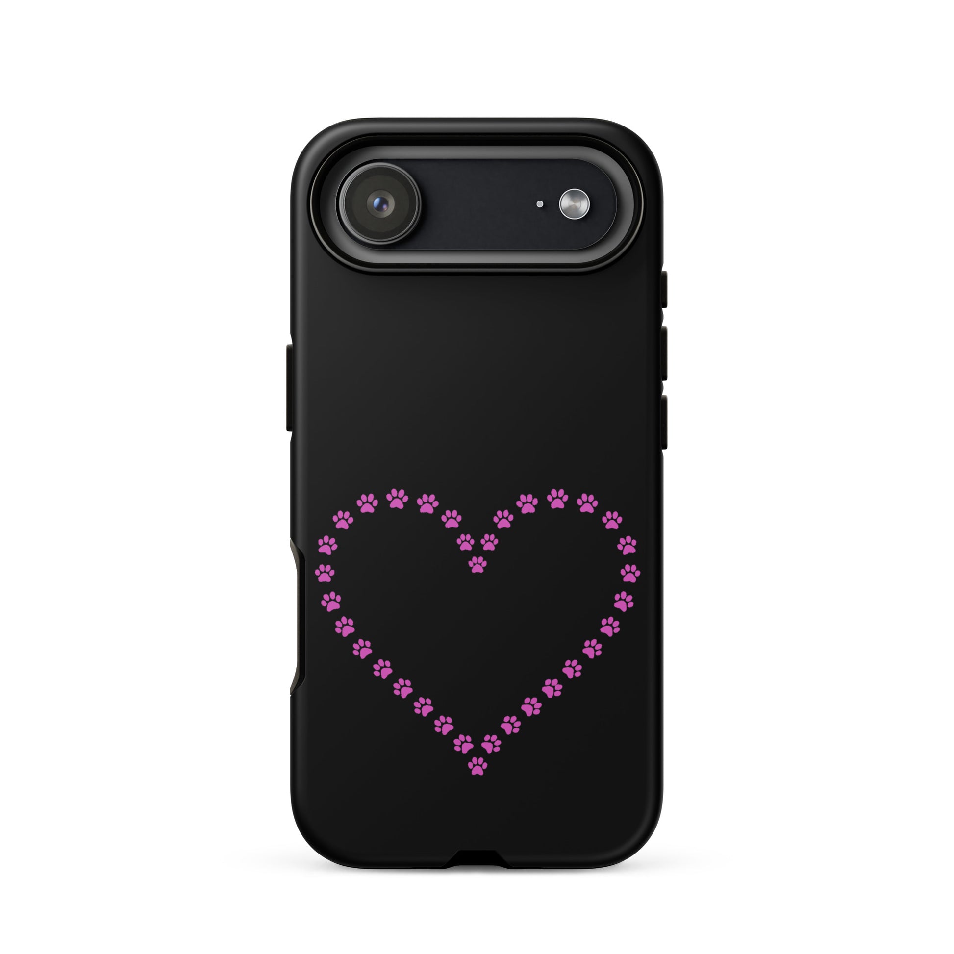Phone Case for iPhone featuring cute pink paw print heart design for pet lovers.