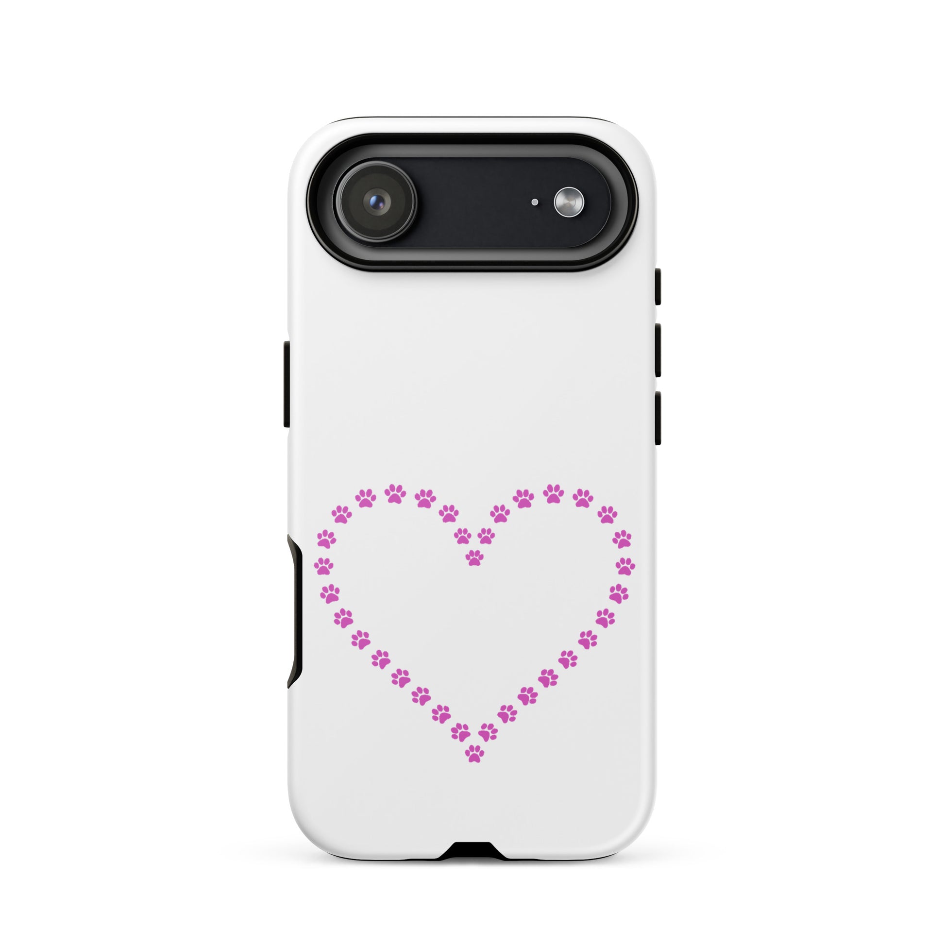 Phone Case for iPhone featuring a cute paw print heart design for pet lovers.