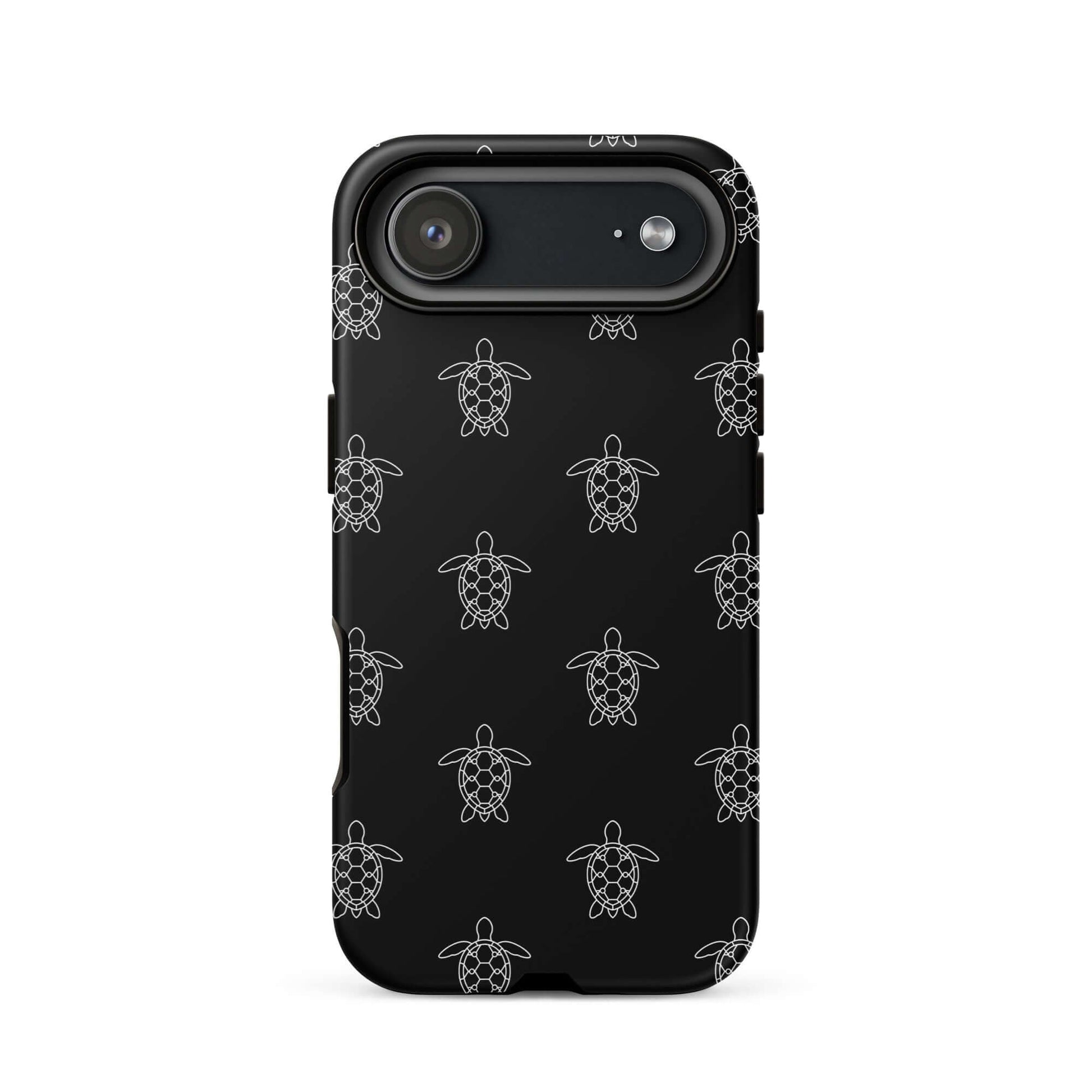 Phone Case for iPhone with minimalist sea turtle pattern in black and white design.