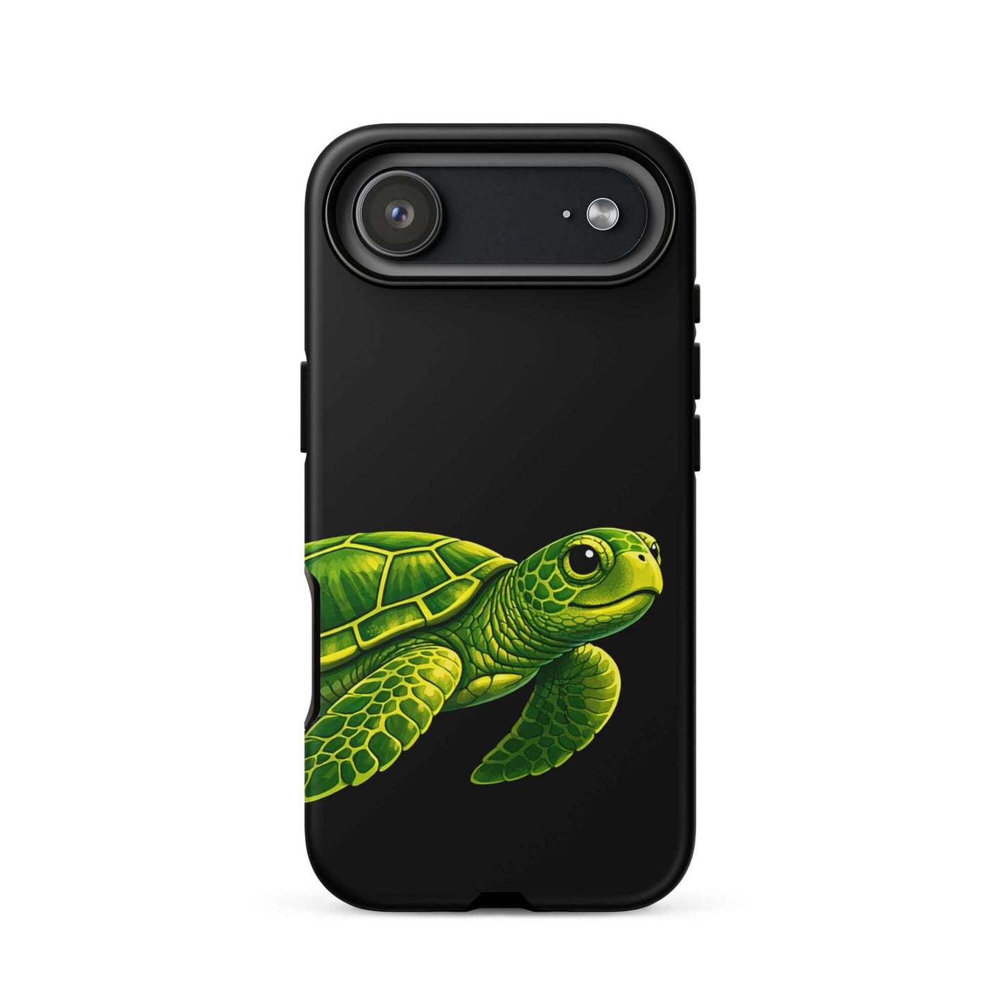 Phone Case featuring a vibrant sea turtle design on a black background for stylish protection.