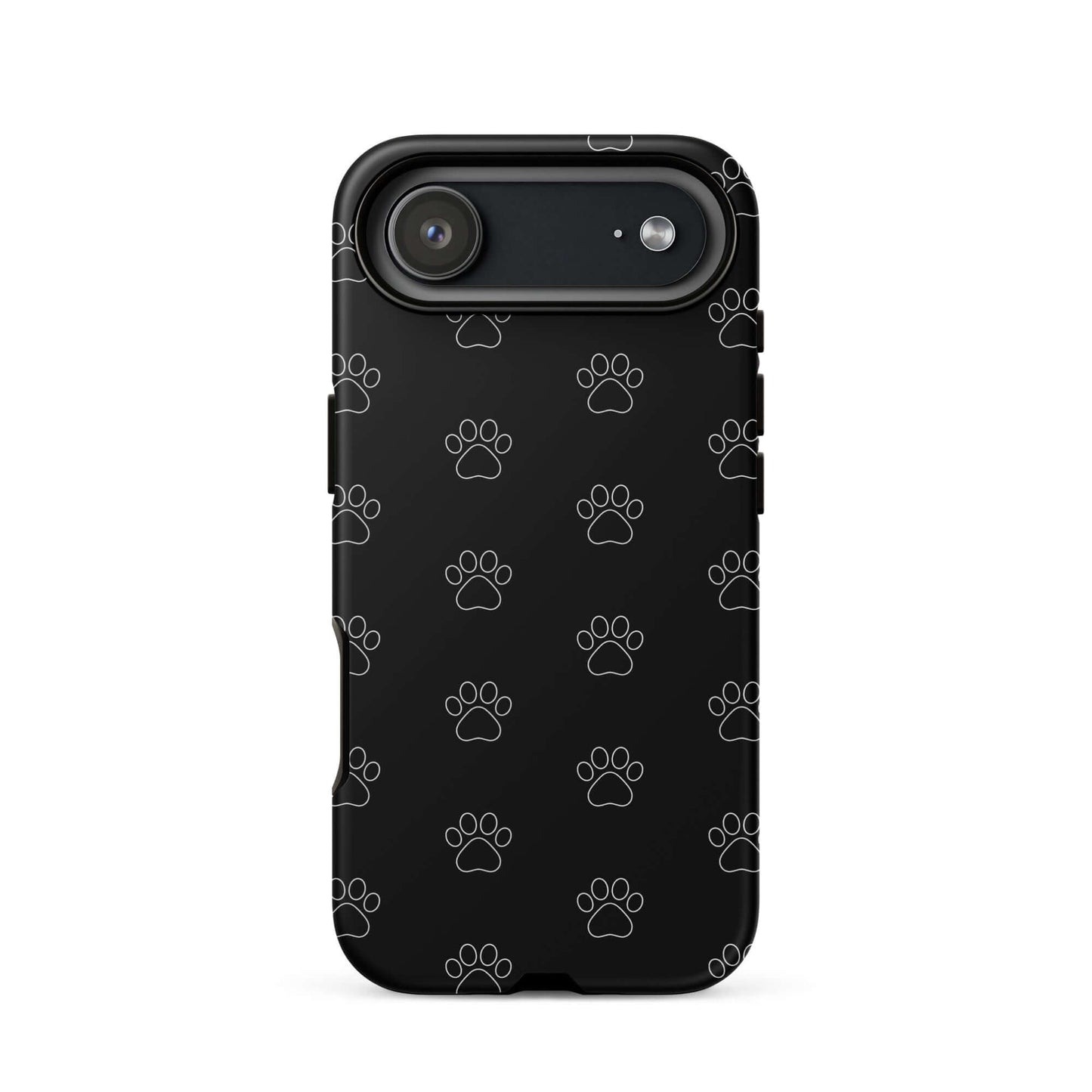 Phone Case for iPhone with black paw print pattern, perfect for pet lovers seeking style and protection.