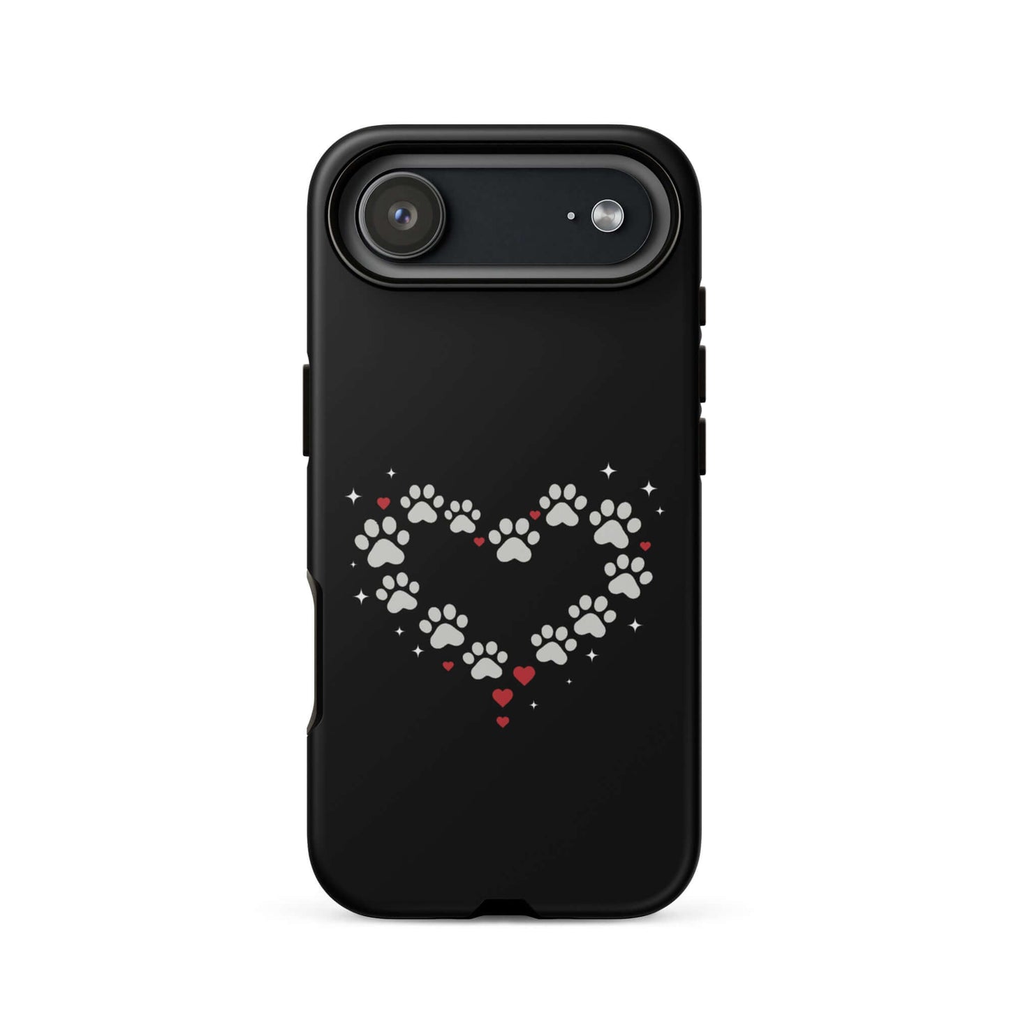 Phone Case featuring a paw-print heart design, perfect for stylish pet lovers and upscale protection.