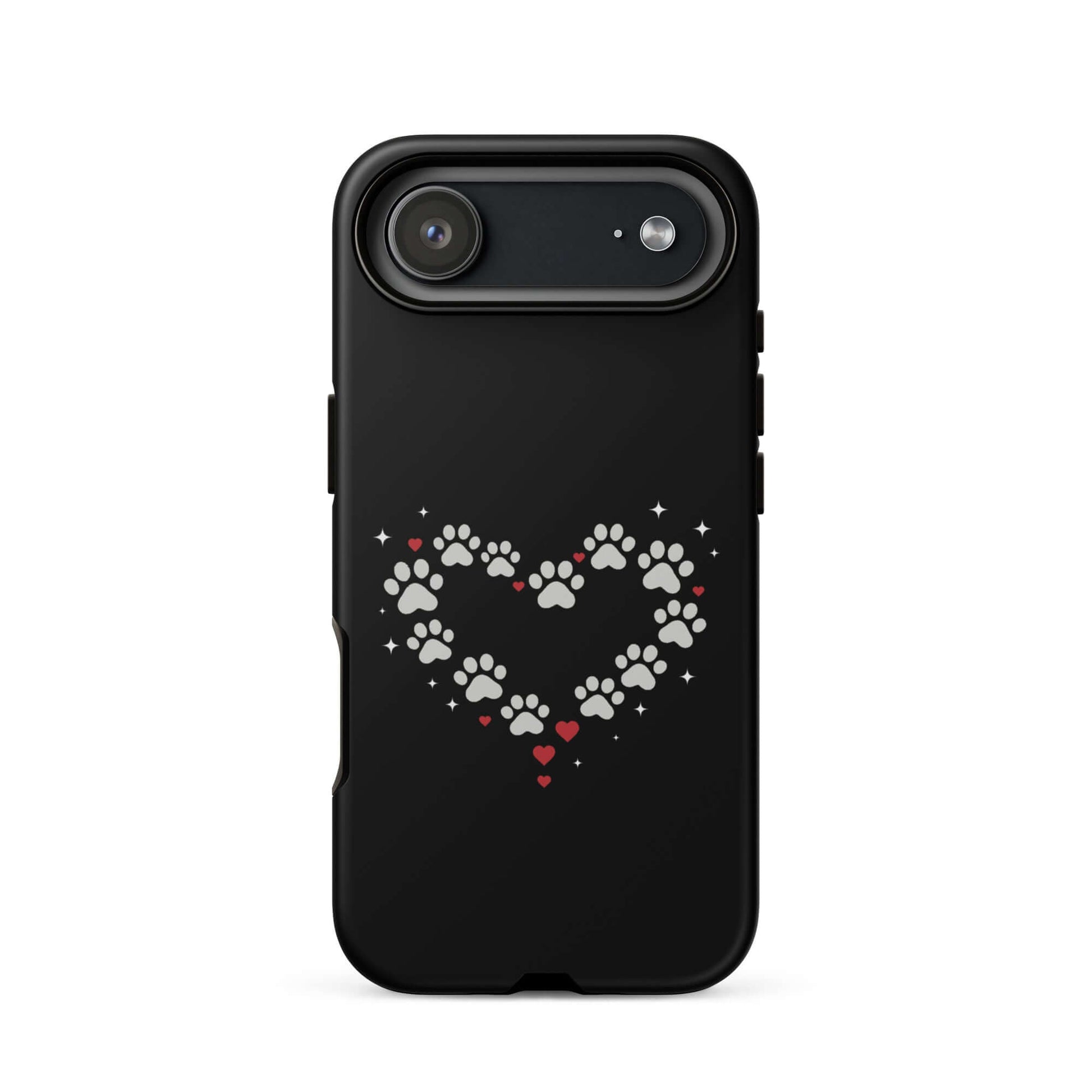 Phone Case featuring a paw-print heart design, perfect for stylish pet lovers and upscale protection.