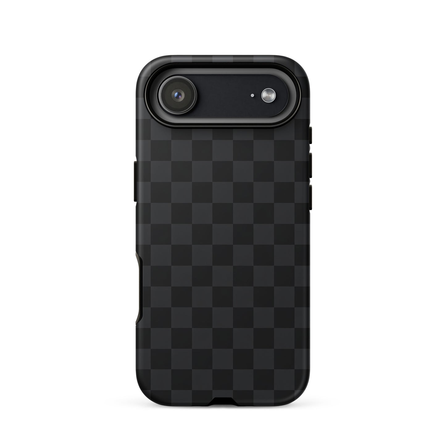 Black & charcoal checkered Phone Case for iPhone, modern minimalist design for style and protection.
