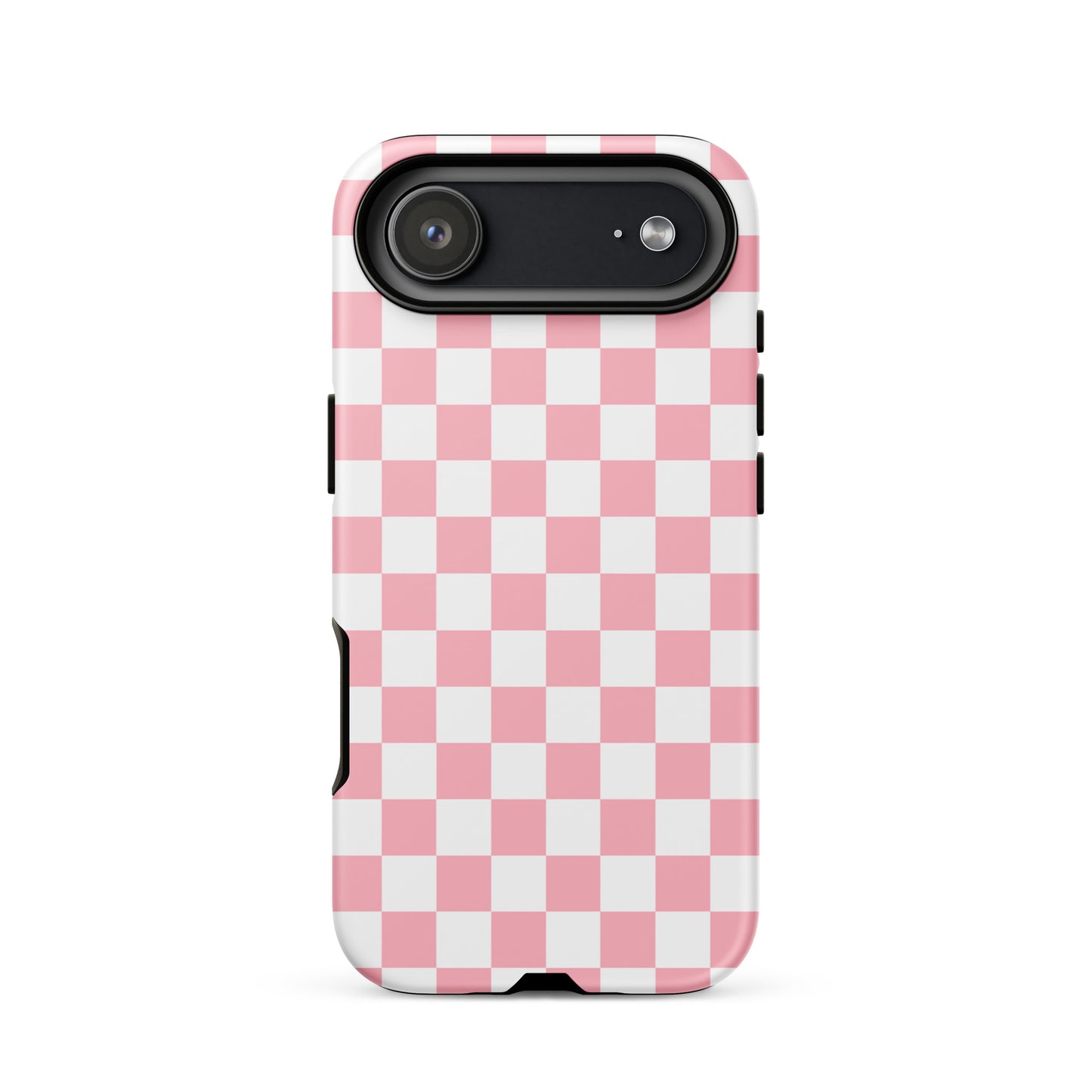 Phone Case for iPhone with a playful pink and white checkered pattern, adding style and fun to your device. Perfect for selfies and texting.