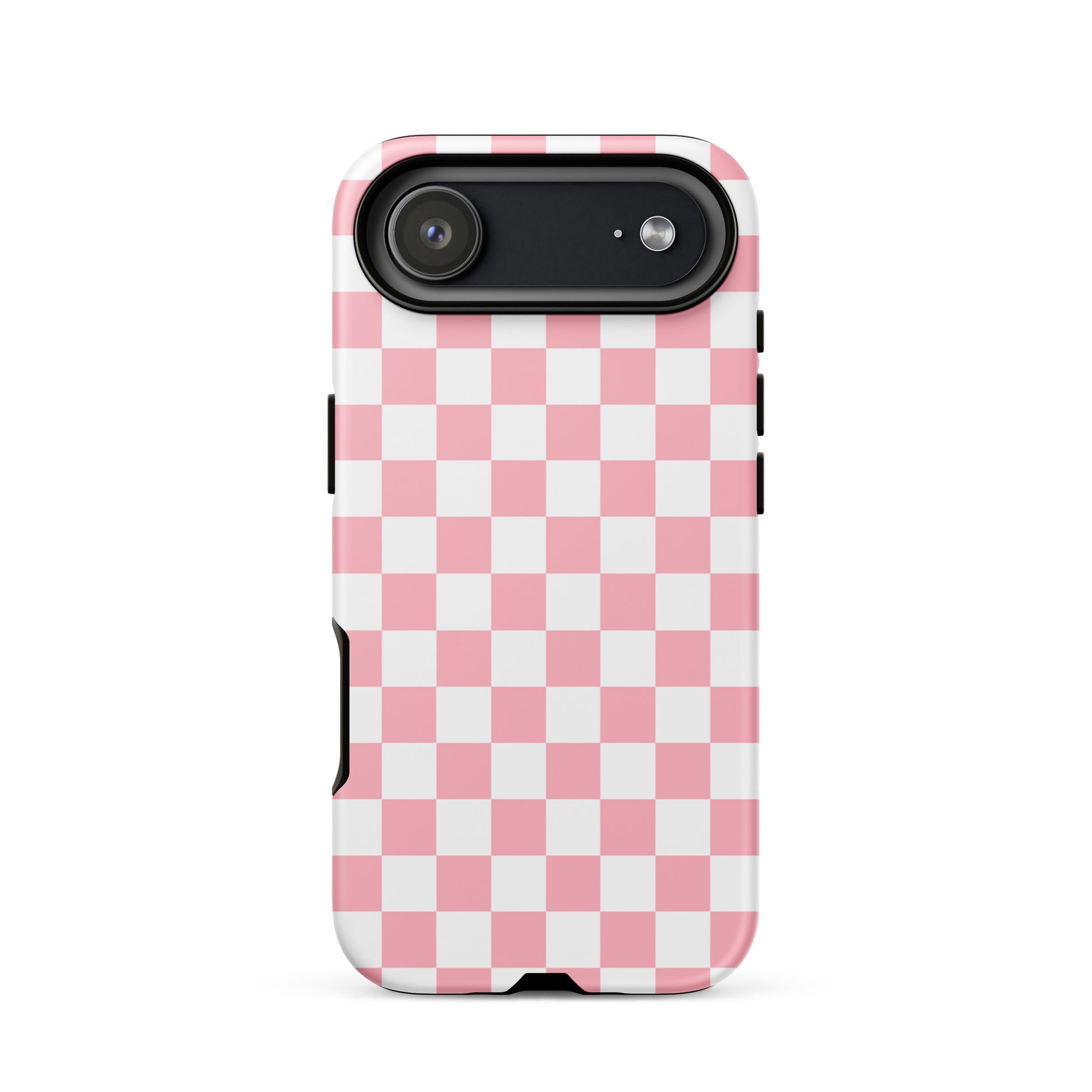 Phone Case for iPhone with a playful pink and white checkered pattern, adding style and fun to your device. Perfect for selfies and texting.