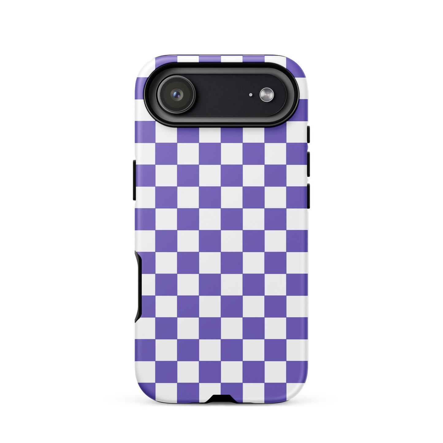 Phone Case for iPhone with purple and white checkered pattern, adding a playful and stylish vibe to your device with bold design.