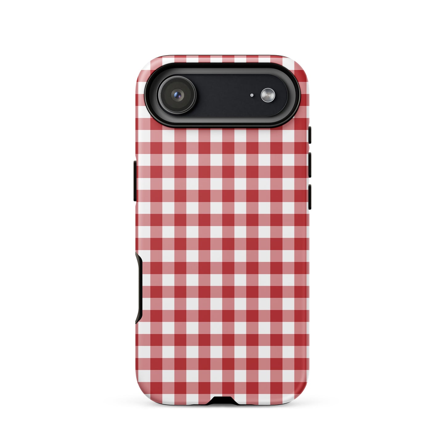 Phone Case for iPhone with red and white gingham pattern, combining charming style and protection.