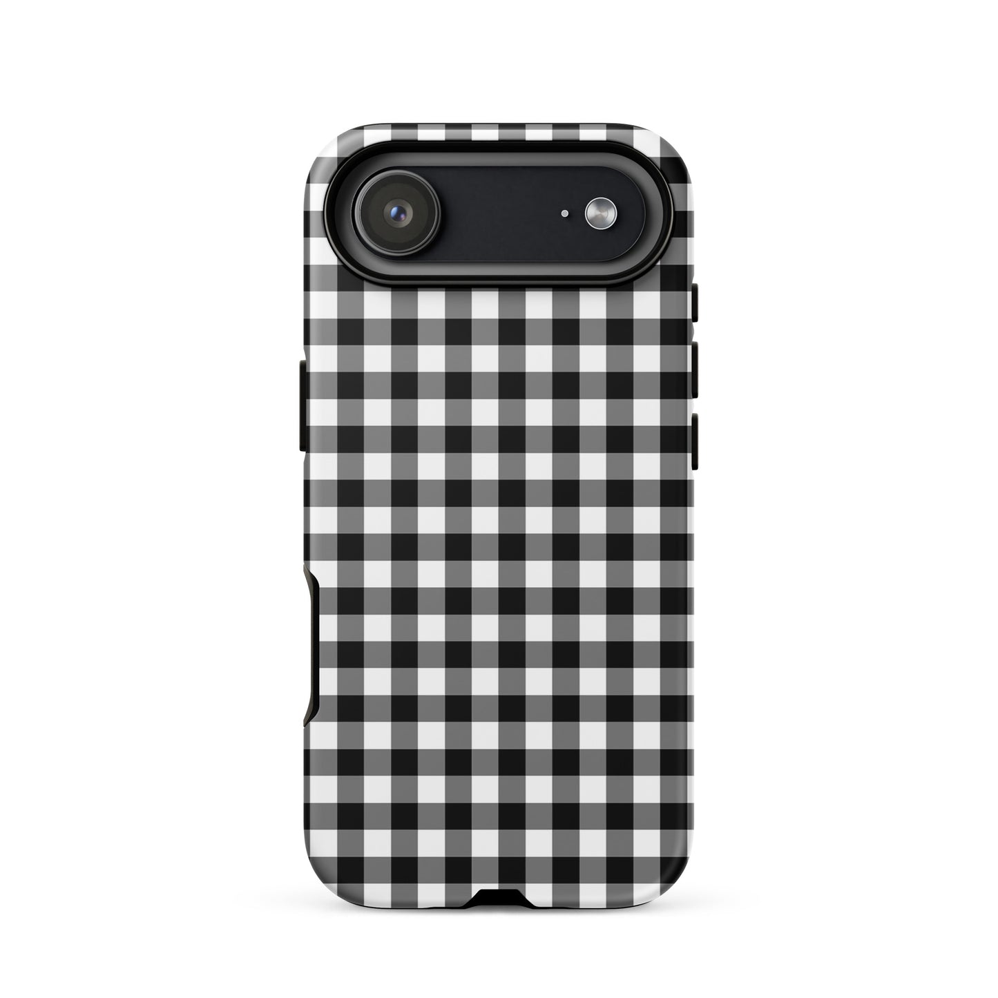 Phone Case with black and white gingham pattern for iPhone, combining style and protection in an elegant design.