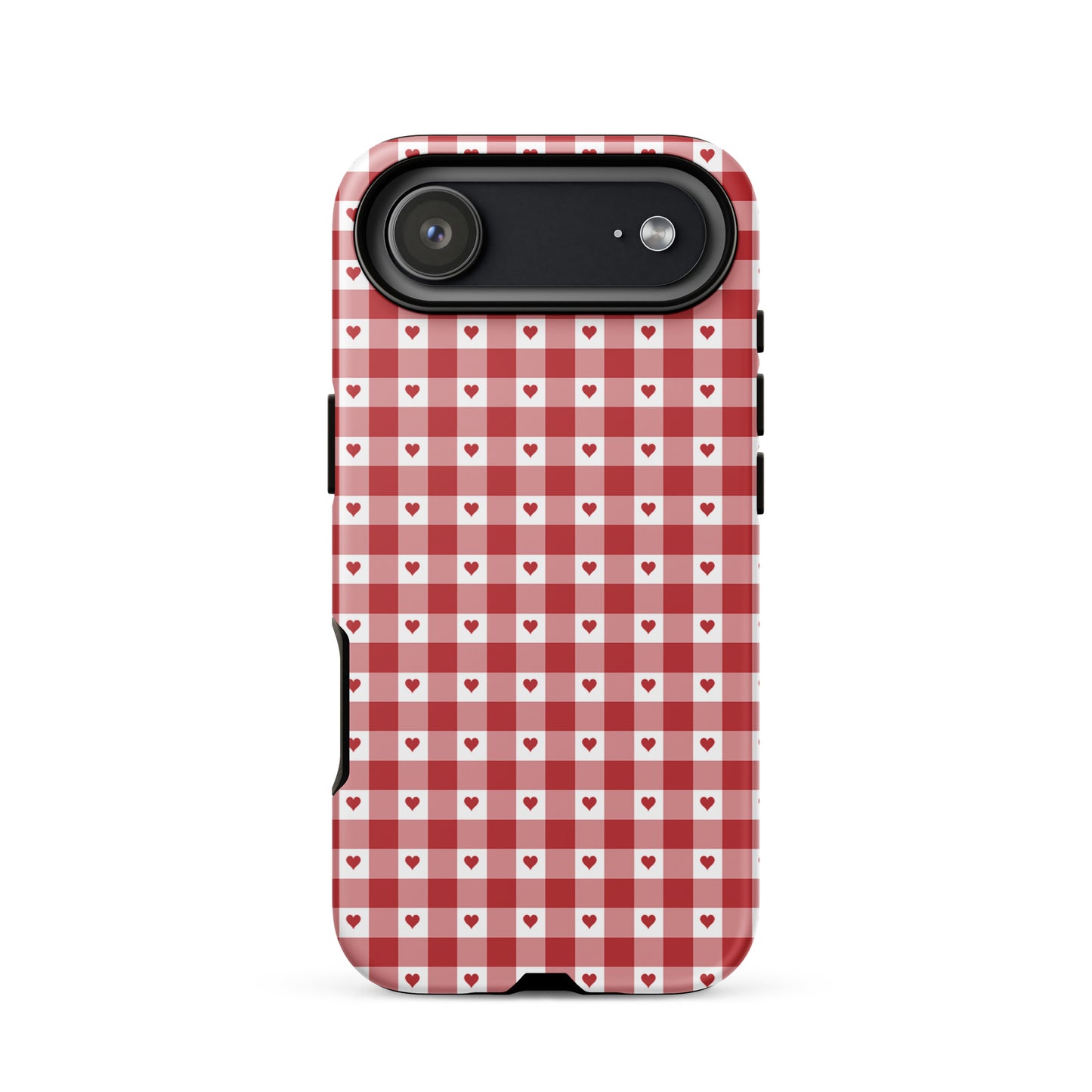 Stylish red-and-white gingham Heart Pattern Phone Case for iPhone offers chic design and protection.