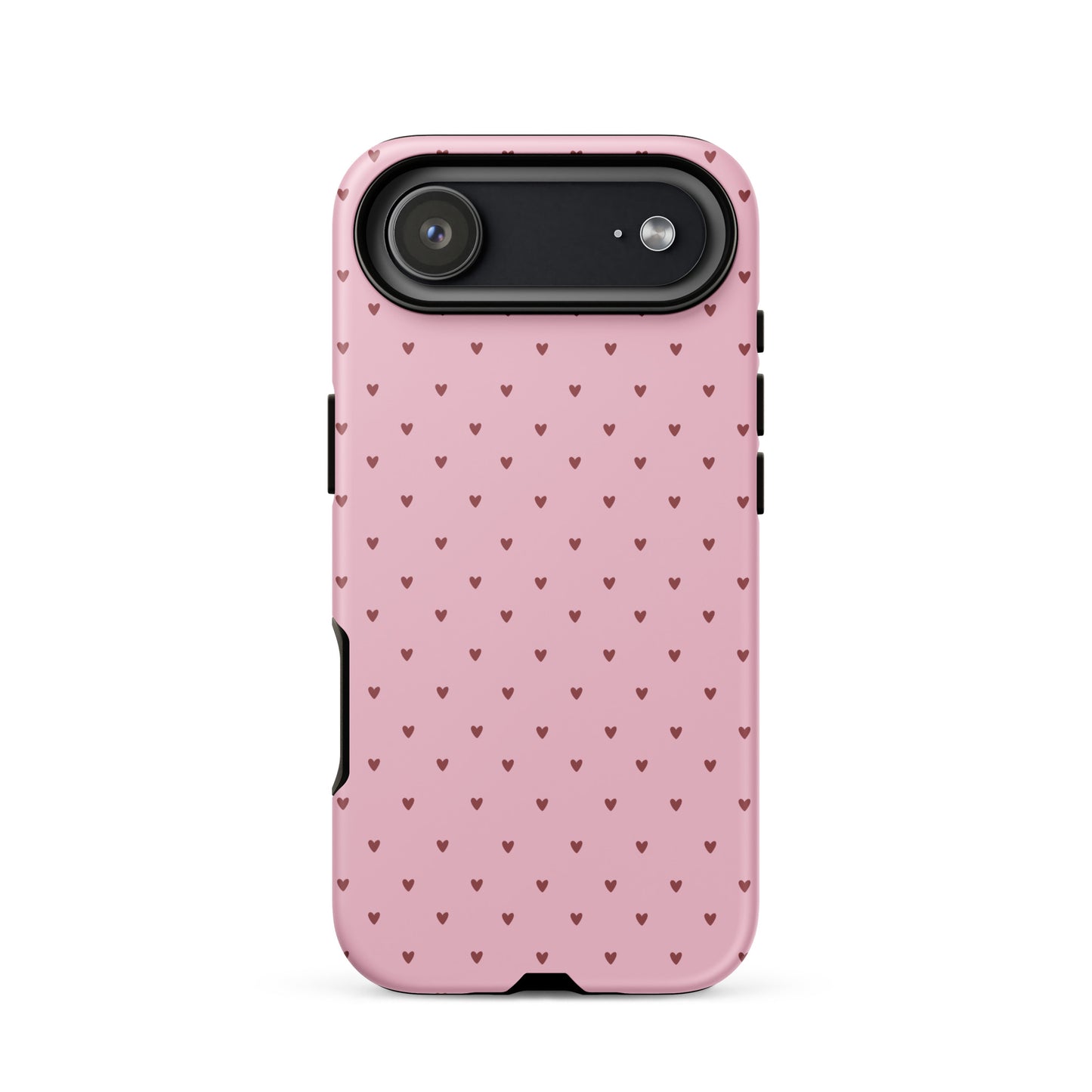 Phone Case for iPhone with heart-dot polka pattern in pink, cute and modern design.