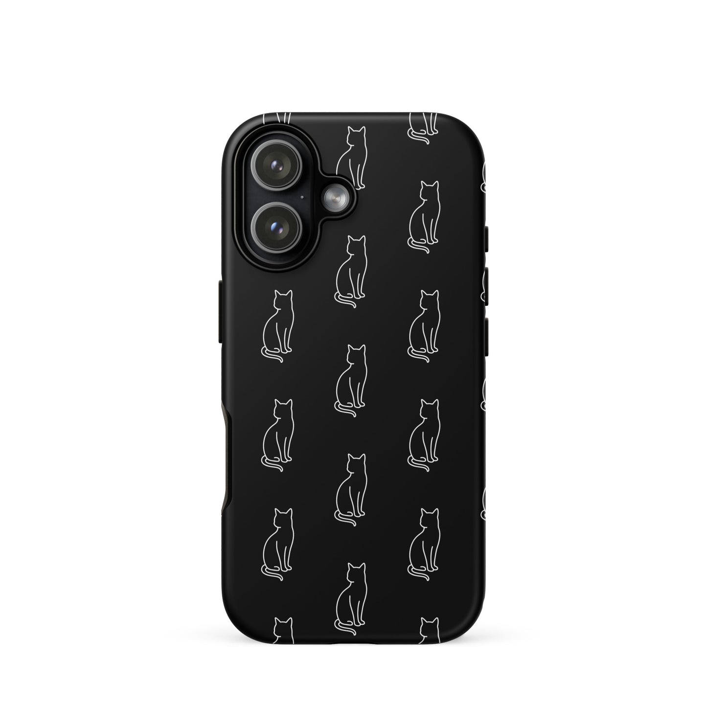 Phone Case for iPhone featuring a minimalist pattern of sitting cats for feline fans.