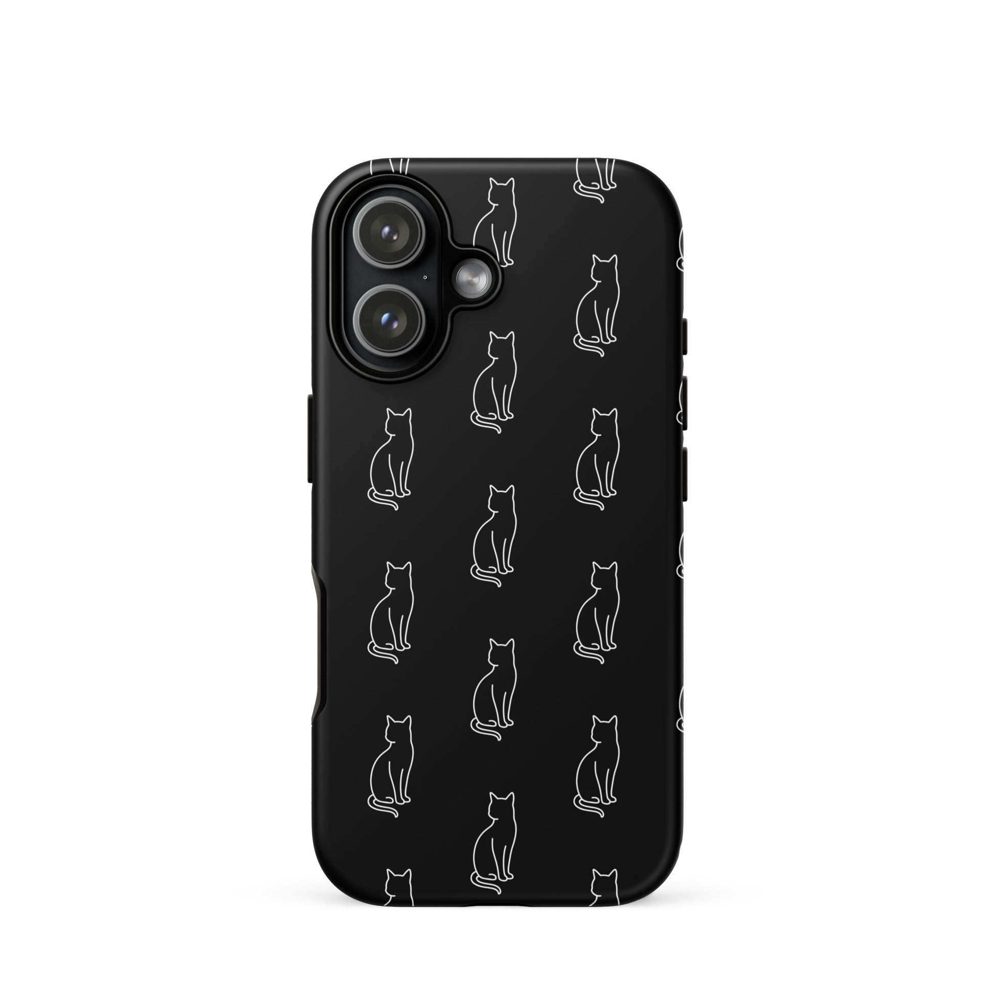 Phone Case for iPhone featuring a minimalist pattern of sitting cats for feline fans.