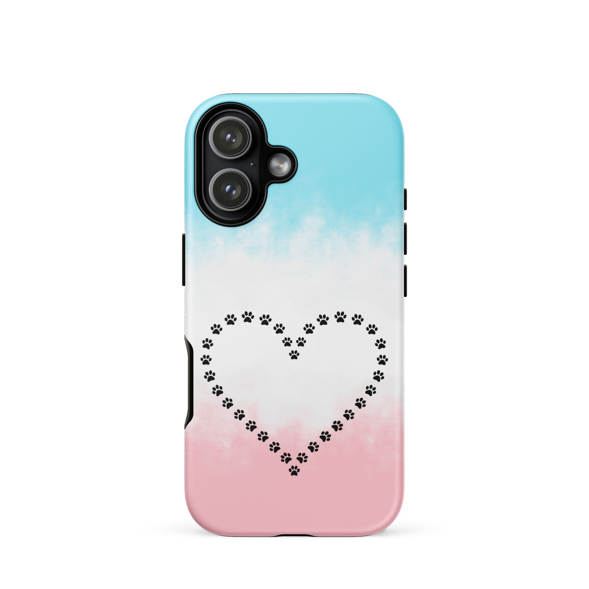 Phone Case for iPhone featuring a heart made of paw prints, perfect for pet lovers.
