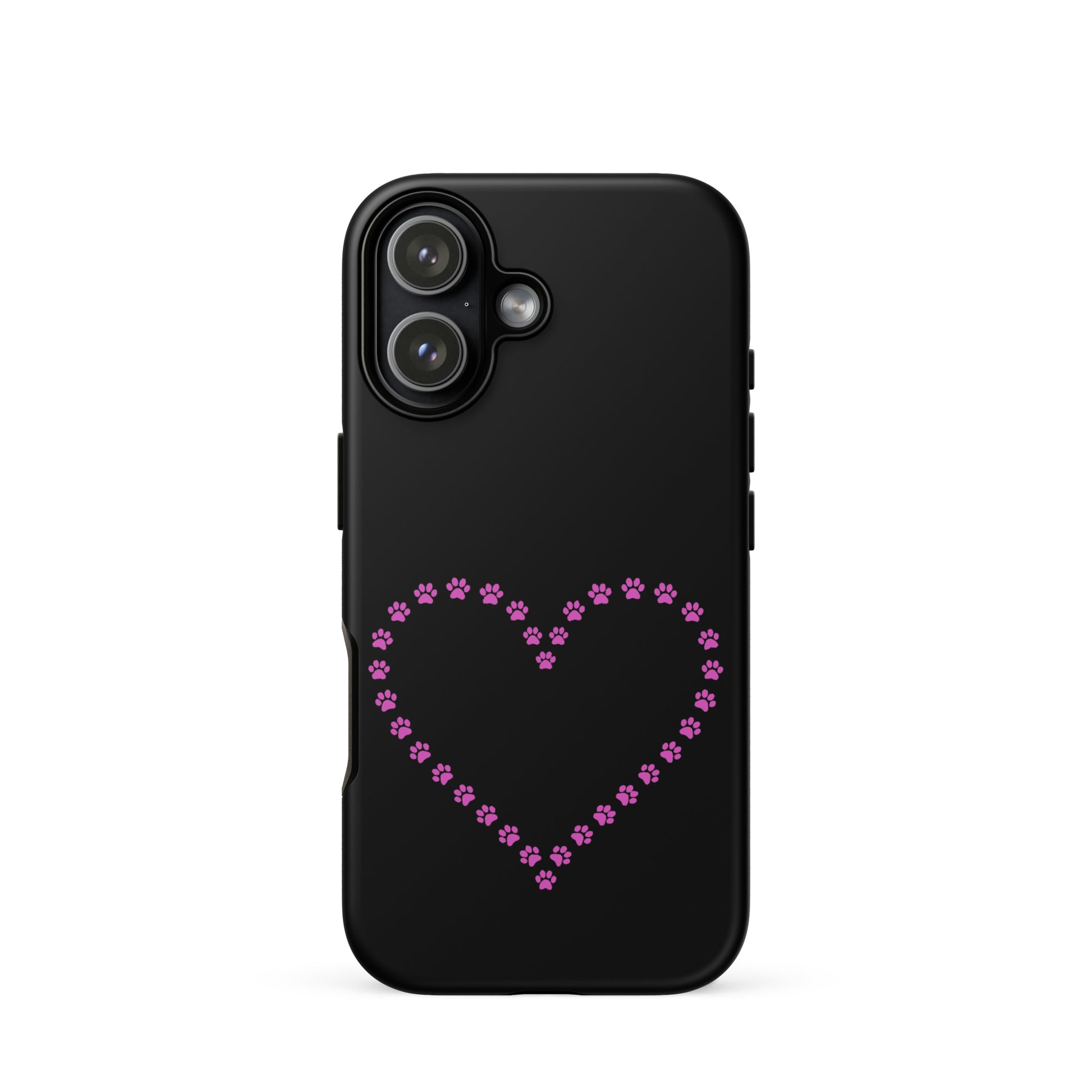 Phone Case for iPhone featuring cute pink paw print heart design, perfect for pet lovers.