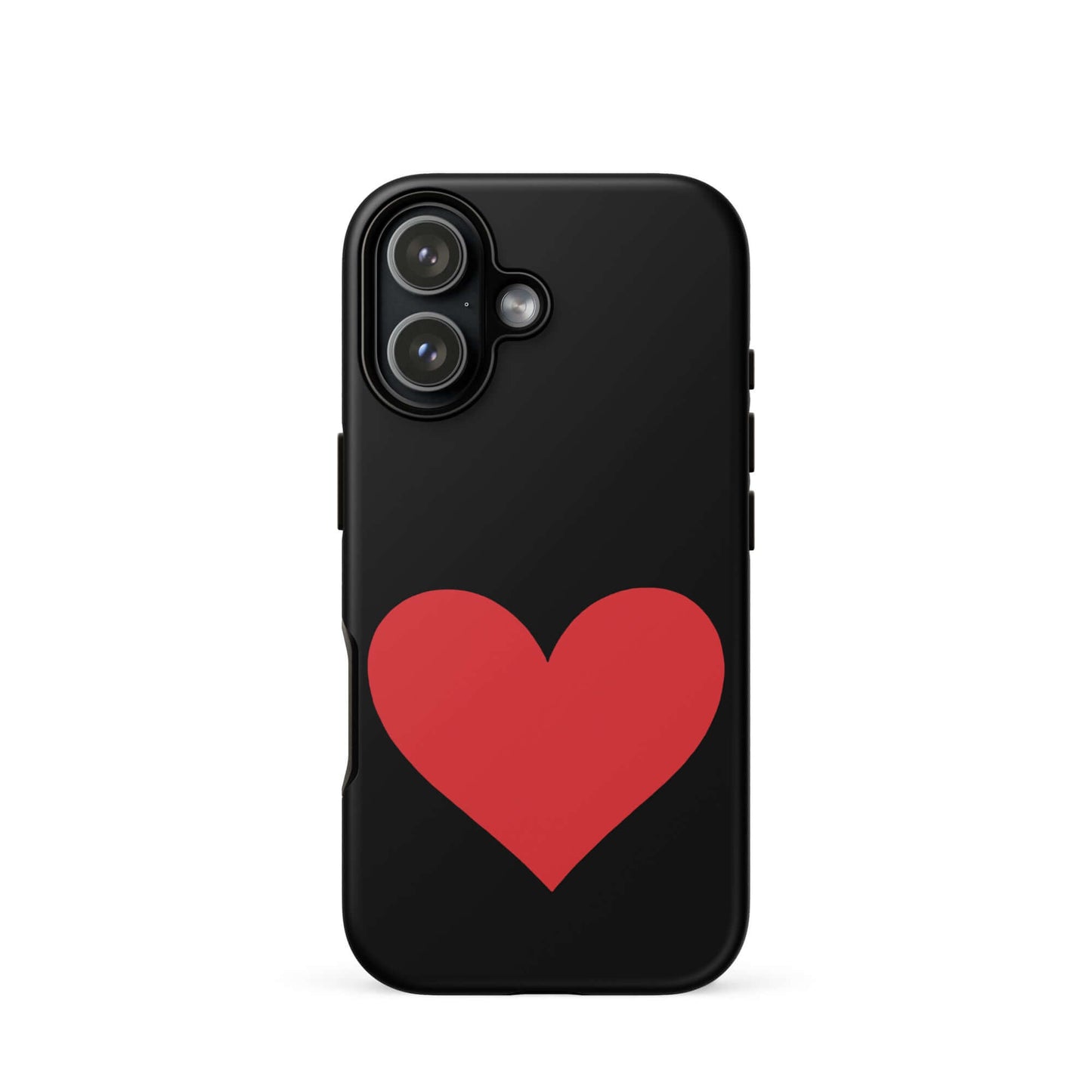 Phone Case for iPhone with striking red heart design on a black background, showcasing style and protection.