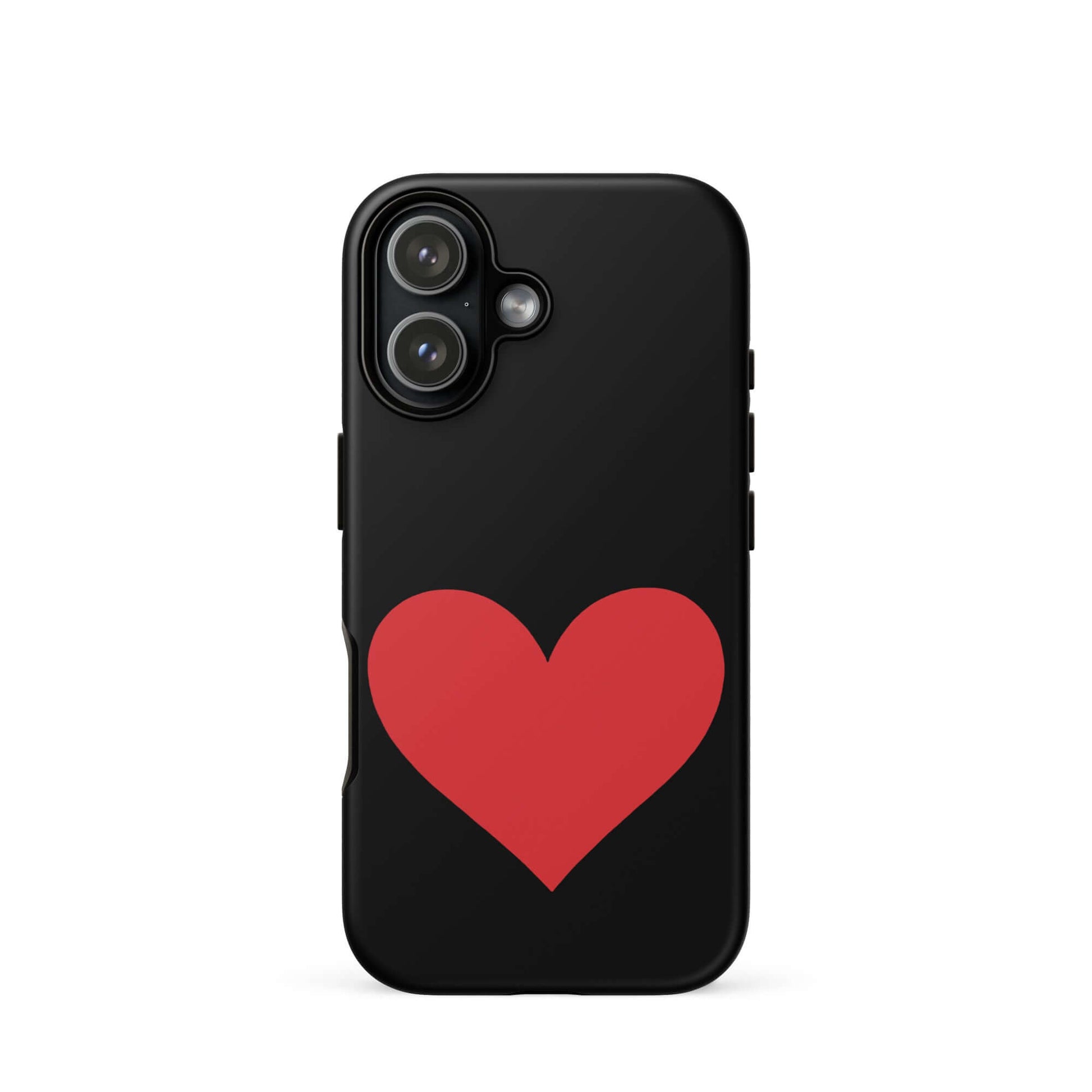 Phone Case for iPhone with striking red heart design on a black background, showcasing style and protection.