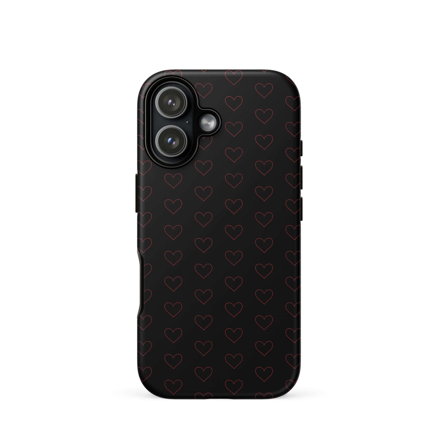 Phone Case for iPhone featuring an elegant crimson heart pattern on a sleek black background.