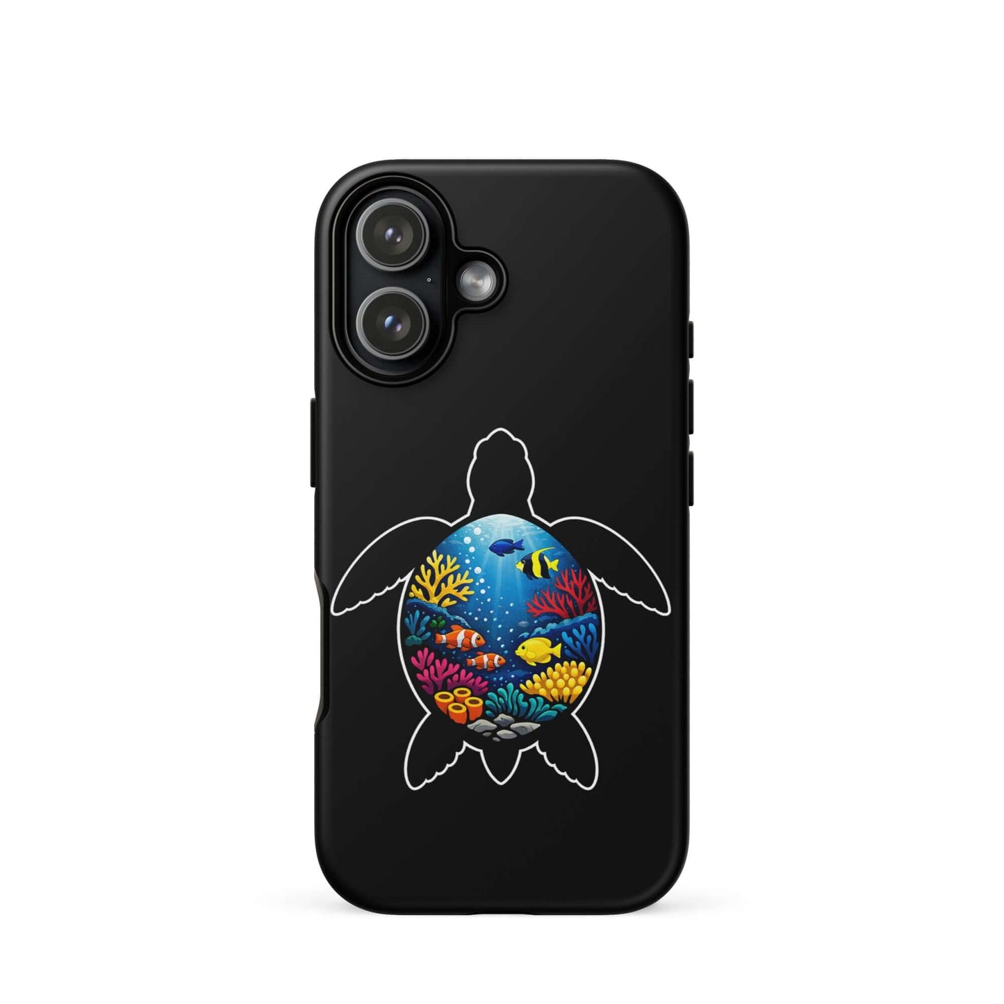 Phone Case for iPhone featuring vibrant sea turtle reef design with colorful coral.