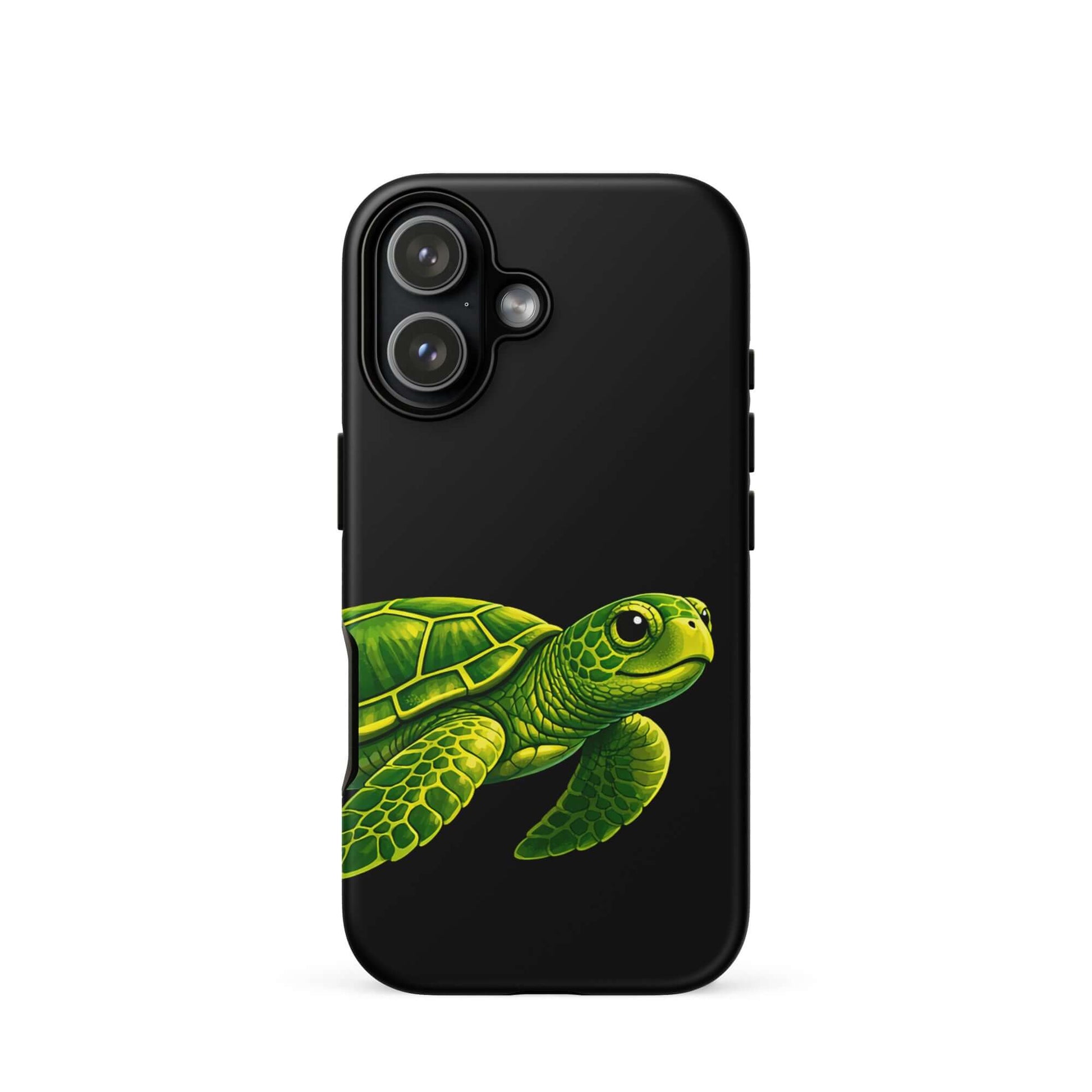Phone Case featuring vibrant sea turtle illustration on deep black background for style and protection.