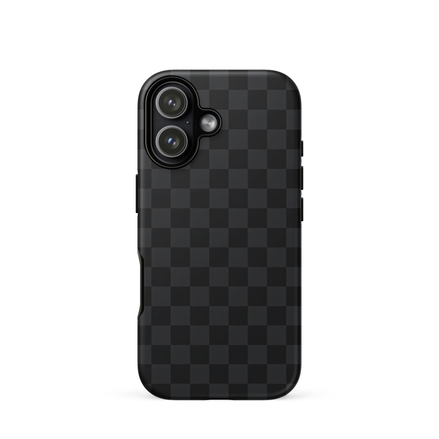 Phone Case for iPhone with black and charcoal checkered design, modern minimalistic style for protection and elegance.