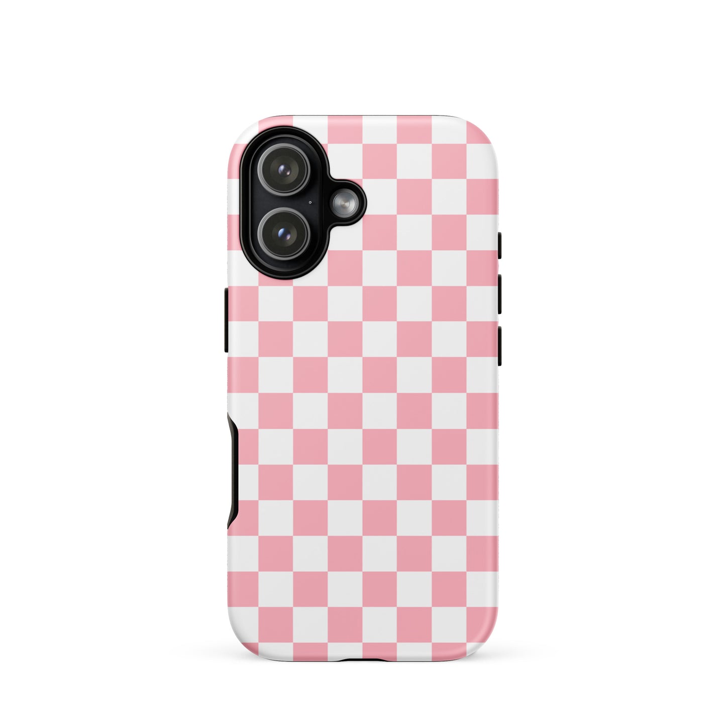 Phone Case for iPhone with playful pink and white checkered pattern adding style and fun to your device.