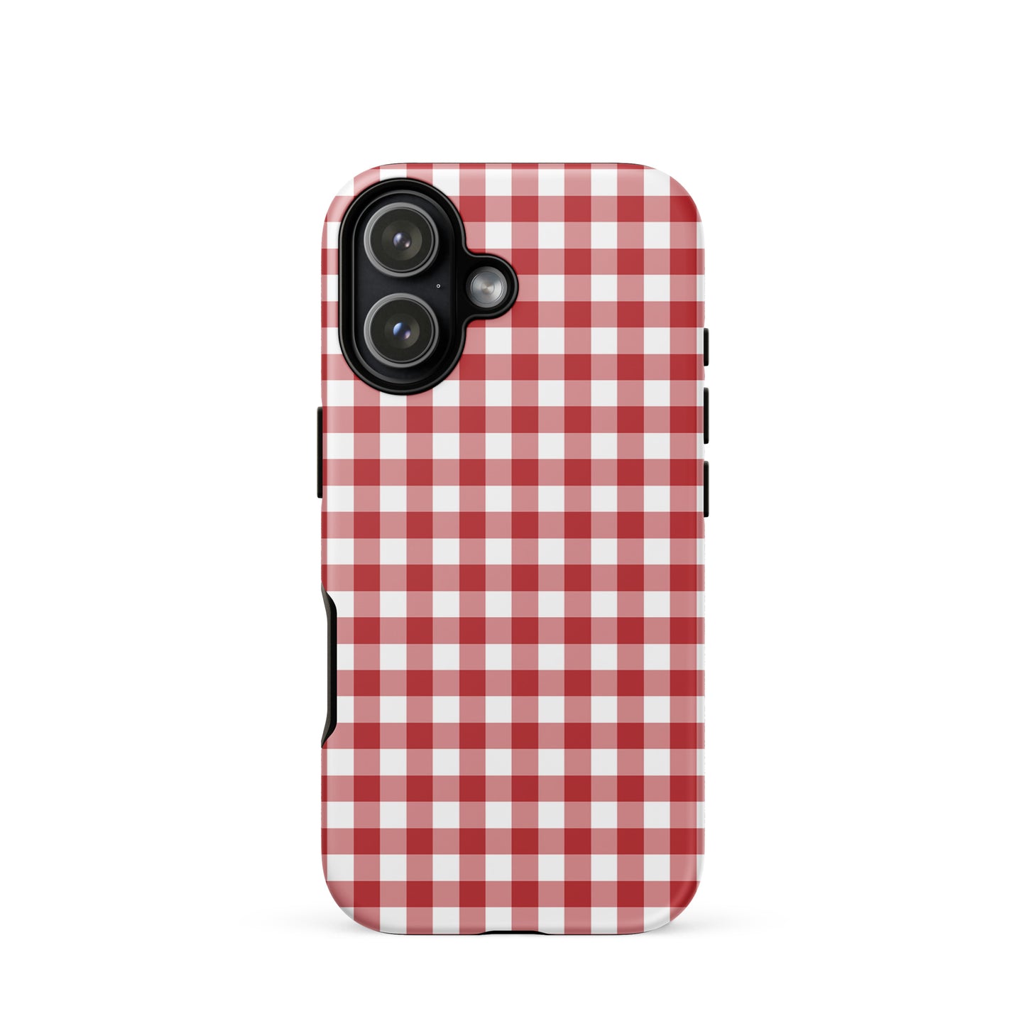 Phone Case with red-and-white gingham pattern, stylish and durable for iPhone. Perfect accessory to enhance charm and protection.