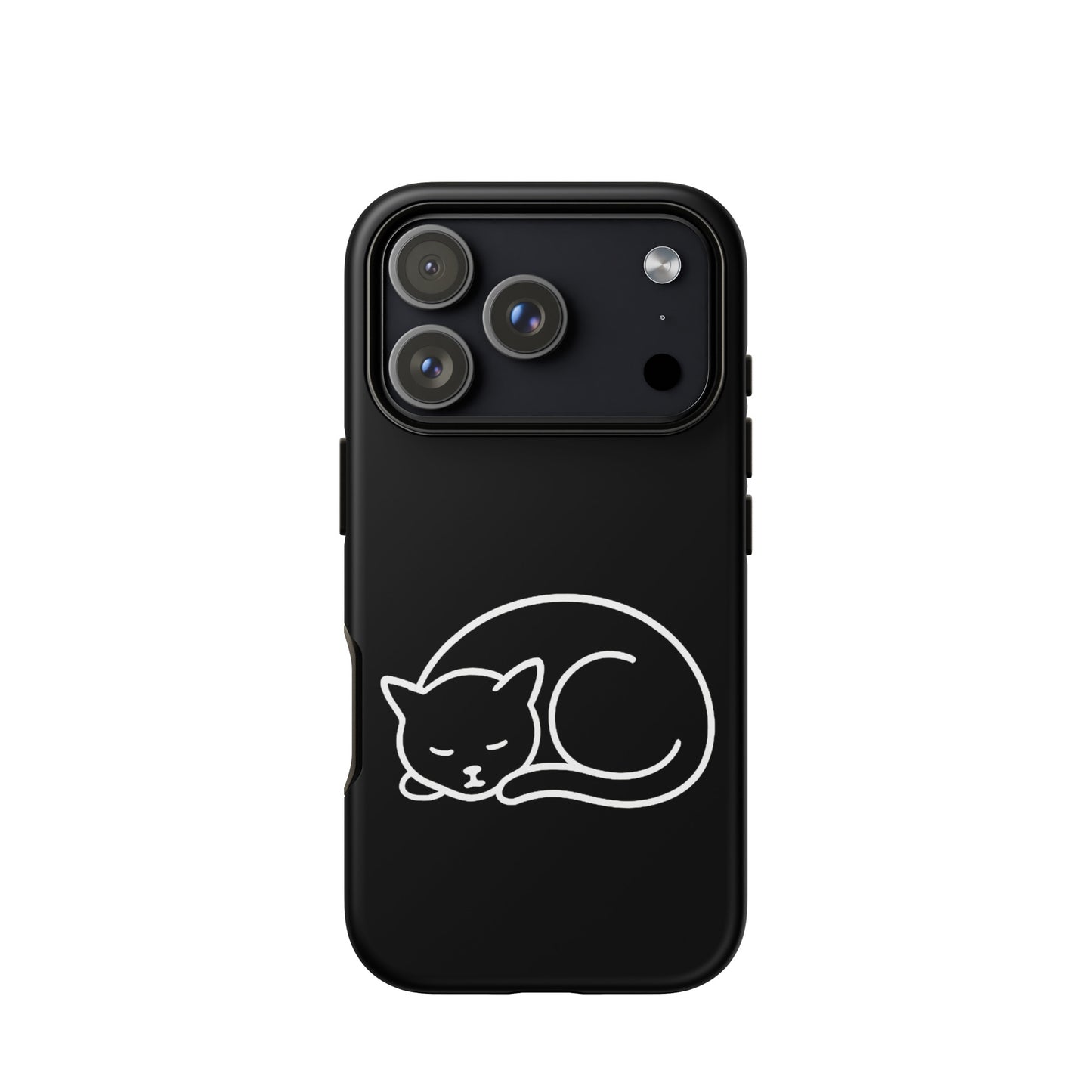 Phone case for iPhone featuring a minimalist curled-up cat design for stylish protection.