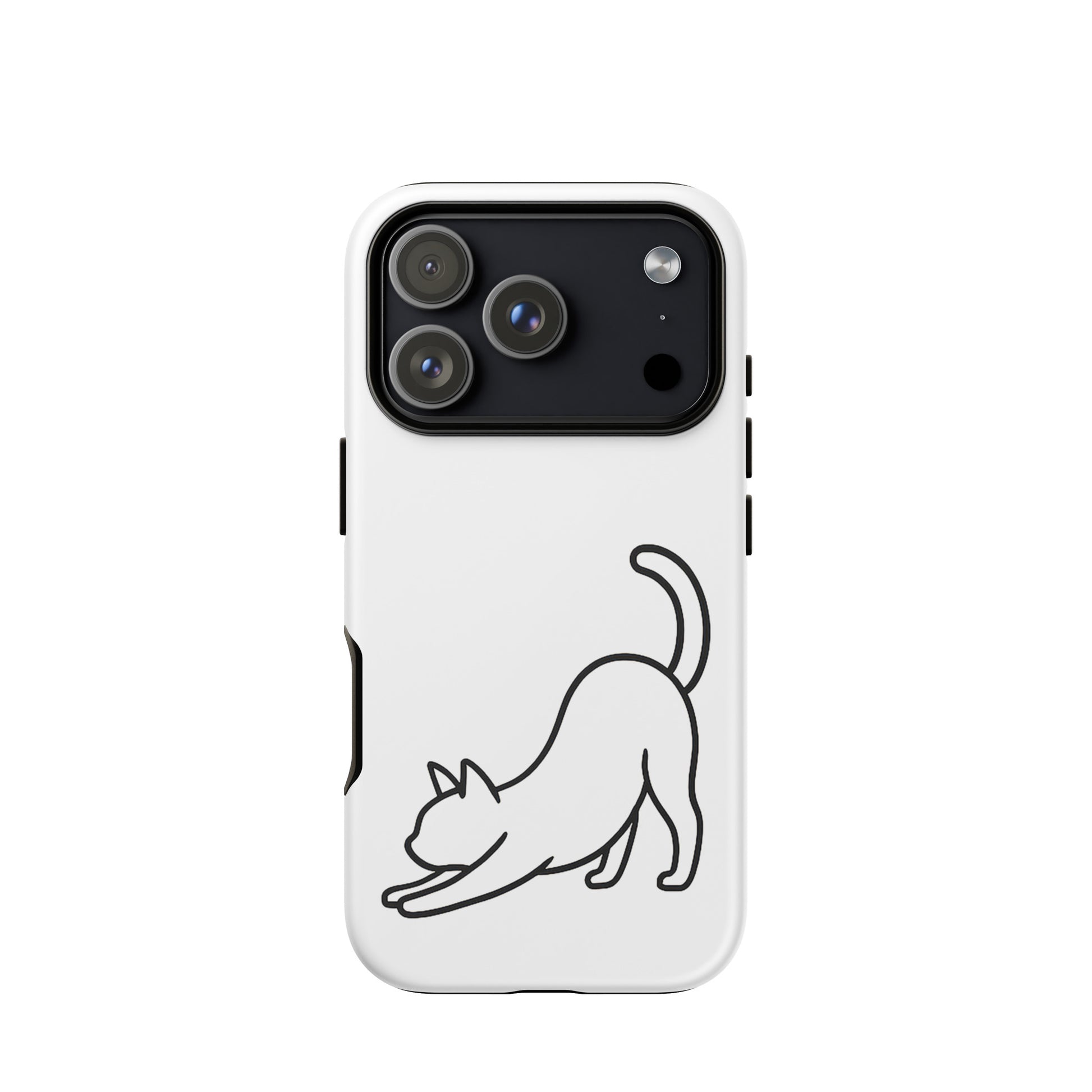 Phone Case featuring a minimalist stretching cat design for dual-layer protection.