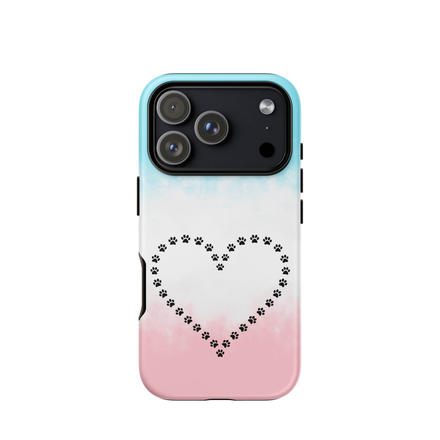 Phone Case for iPhone featuring paw print heart design, perfect for pet lovers.