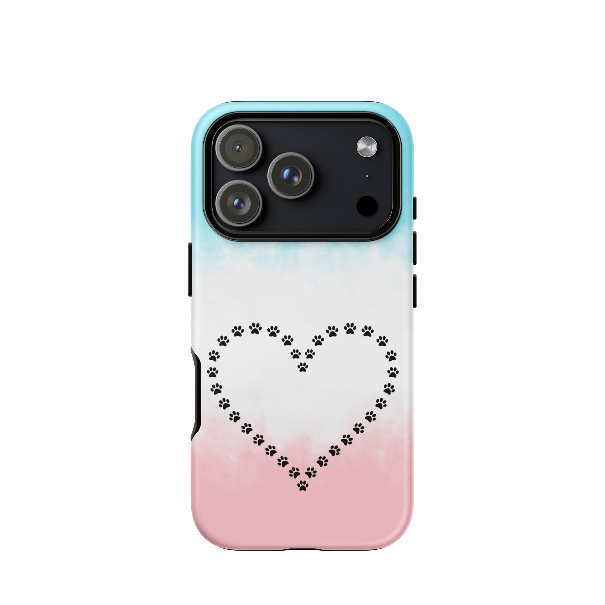 Phone Case for iPhone featuring paw print heart design, perfect for pet lovers.