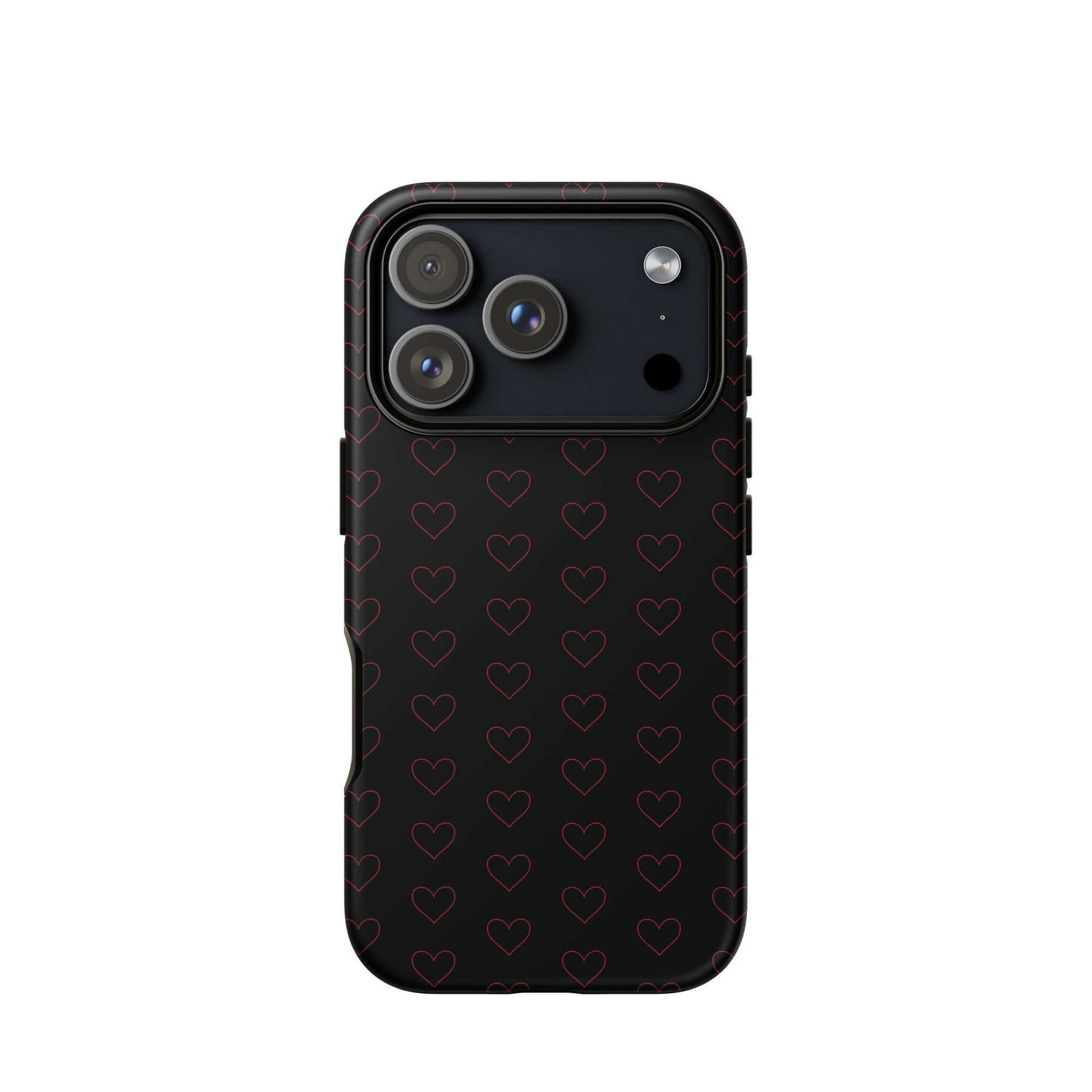 Crimson heart pattern phone case for iPhone, modern and stylish design ensuring premium protection.