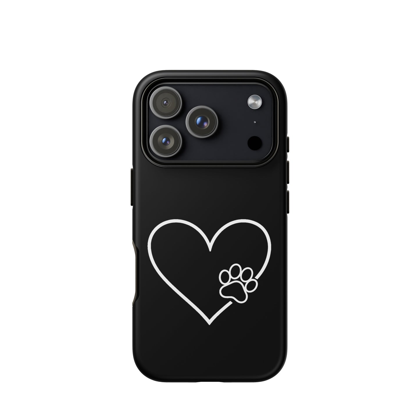 Phone Case featuring heart outline and paw print design for pet lovers