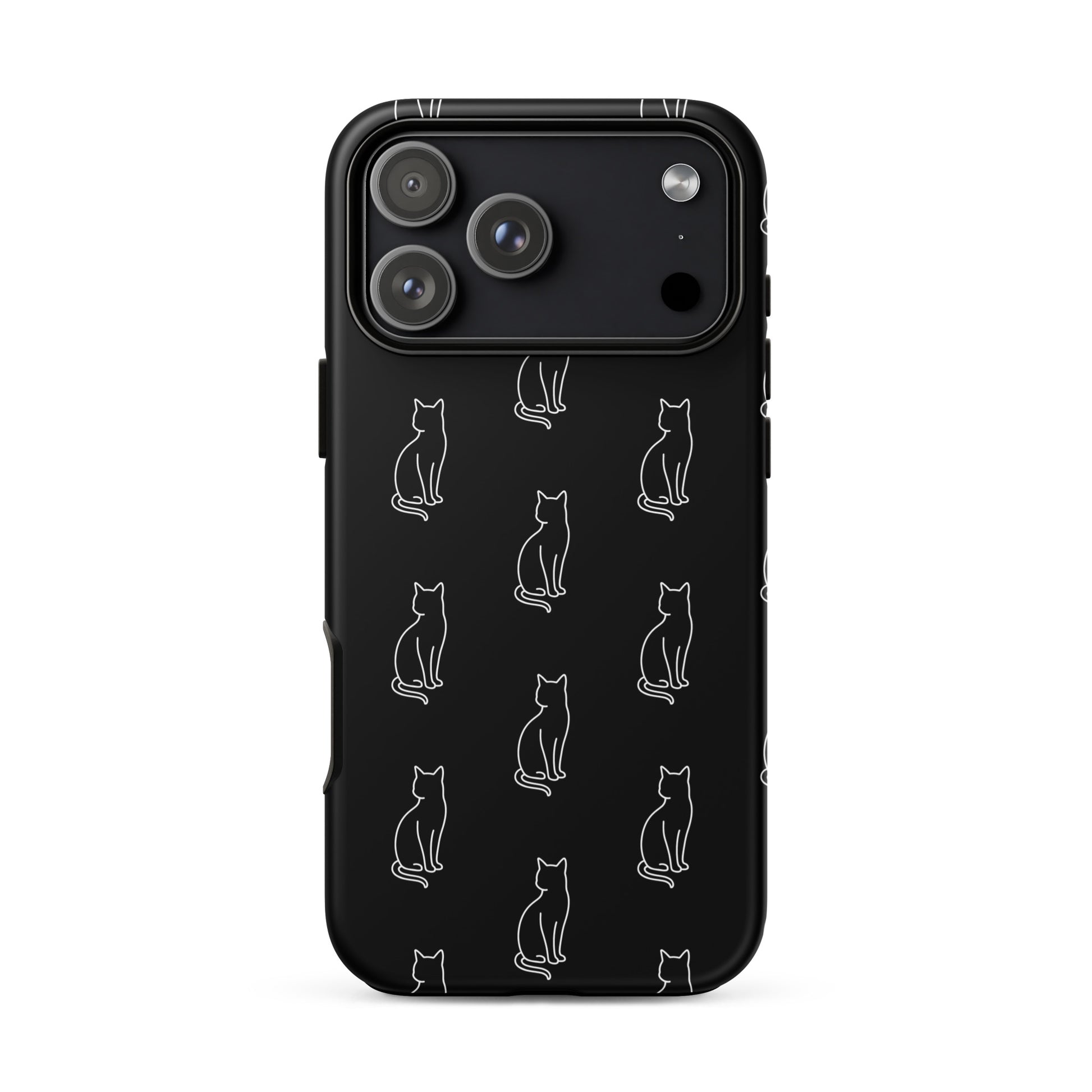 Phone Case for iPhone featuring minimalist sitting cat pattern, perfect for feline fans.