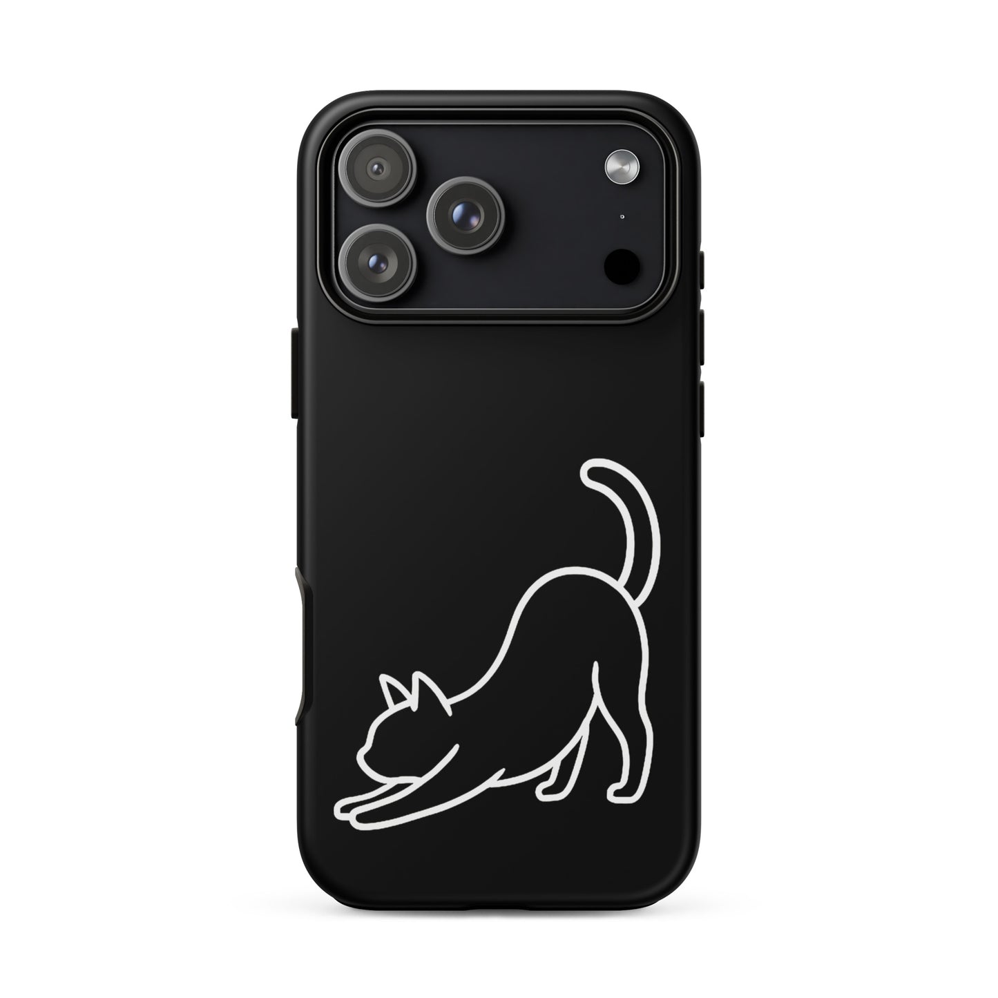Phone Case featuring a minimalist stretching cat design for stylish protection and comfort.