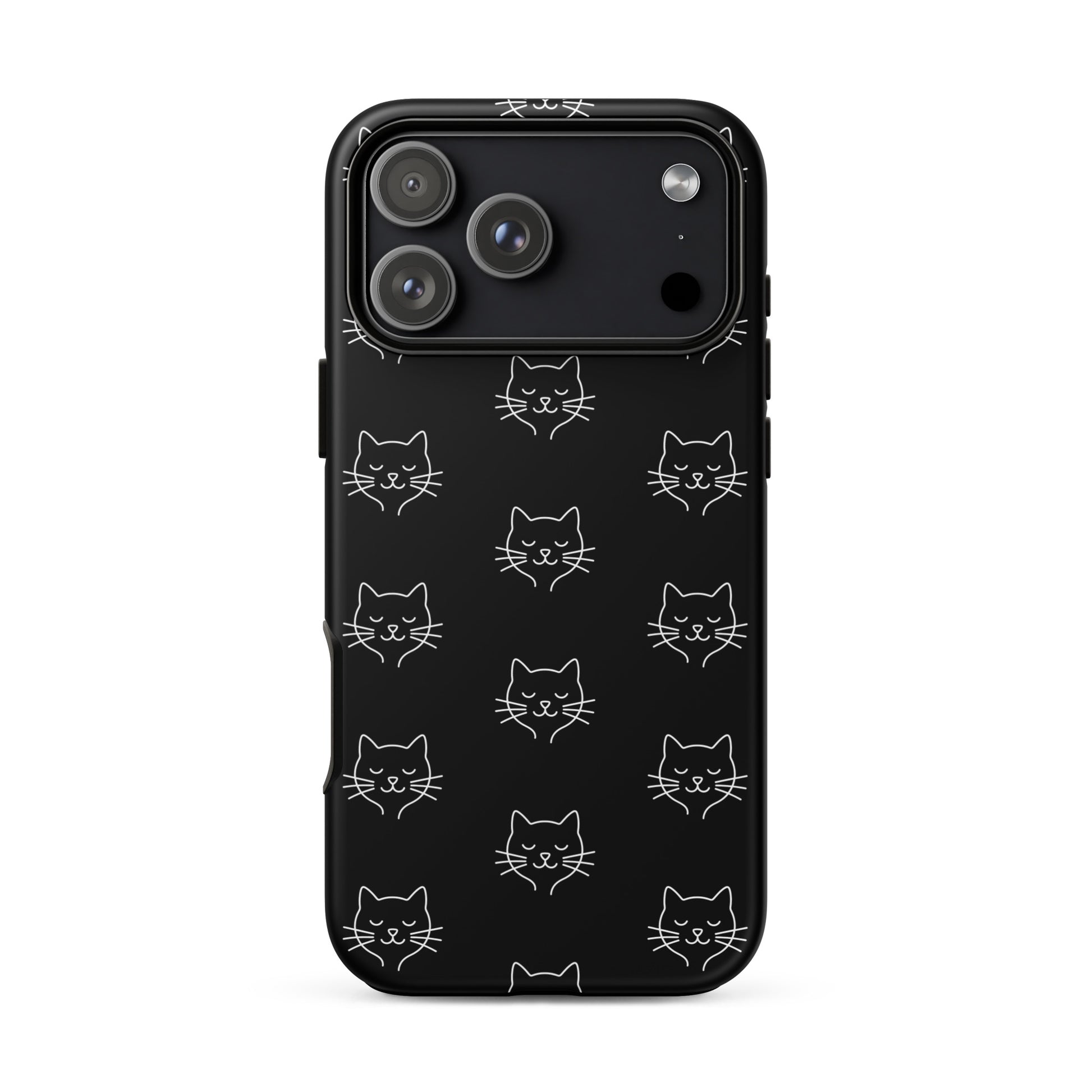 Phone Case for iPhone featuring a cute minimalist cat pattern design, perfect for cat lovers.