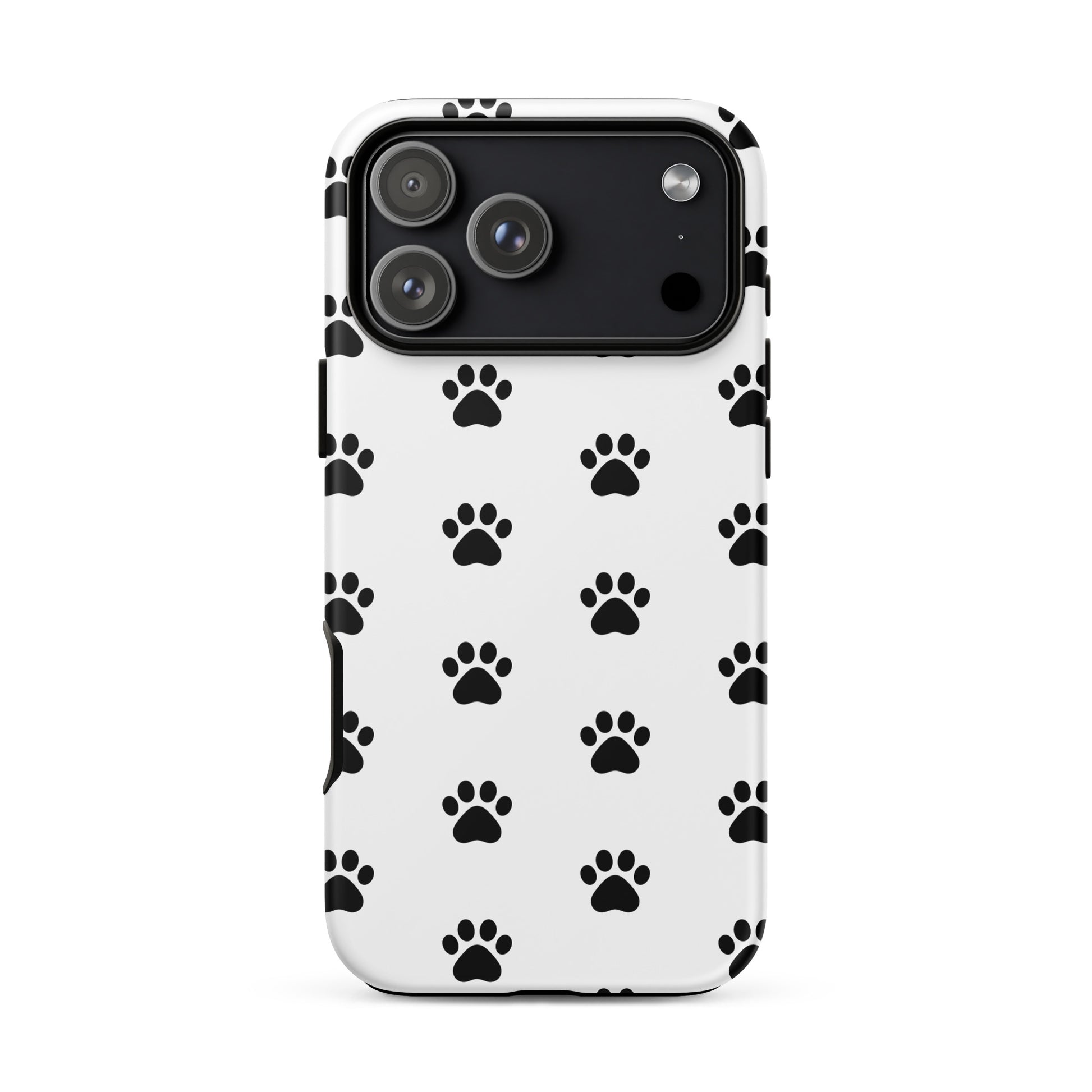 Phone Case for iPhone with stylish black paw print design, perfect for pet lovers who adore cats and dogs.