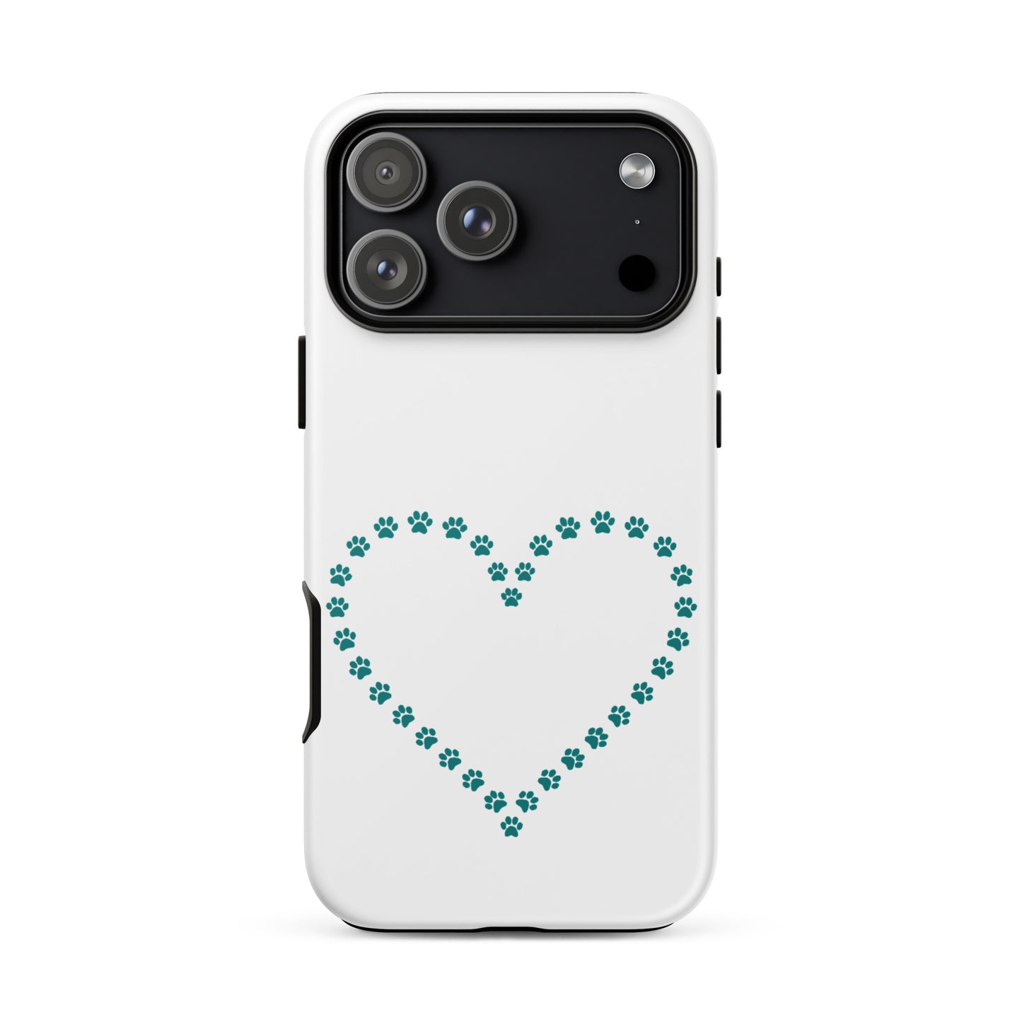 Phone Case for iPhone with cute heart design made of paw prints, perfect for pet lovers.